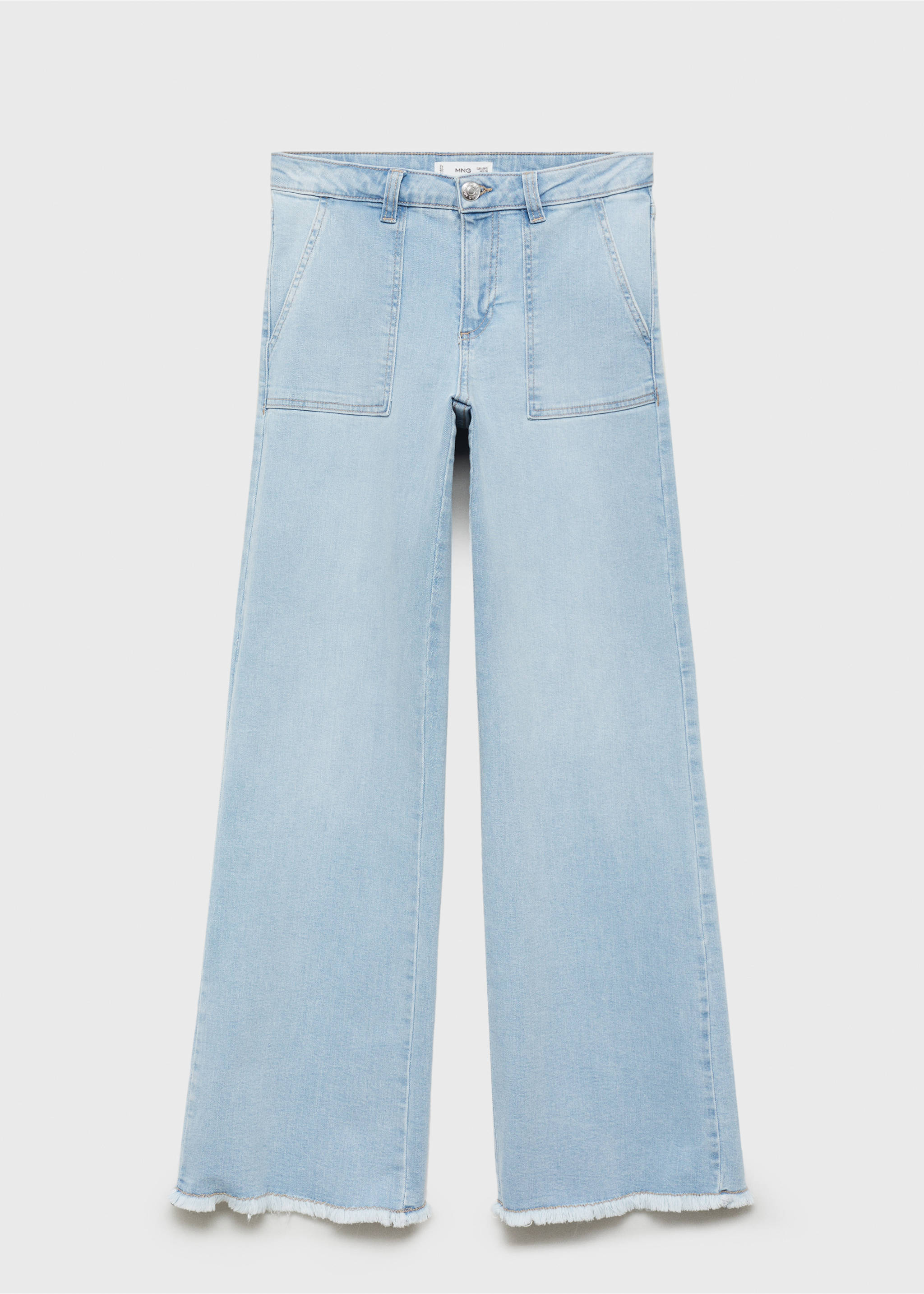 Wideleg jeans met gerafelde pijpen - Artikel zonder model, Lichtblauw. Ref: 87021516-00.