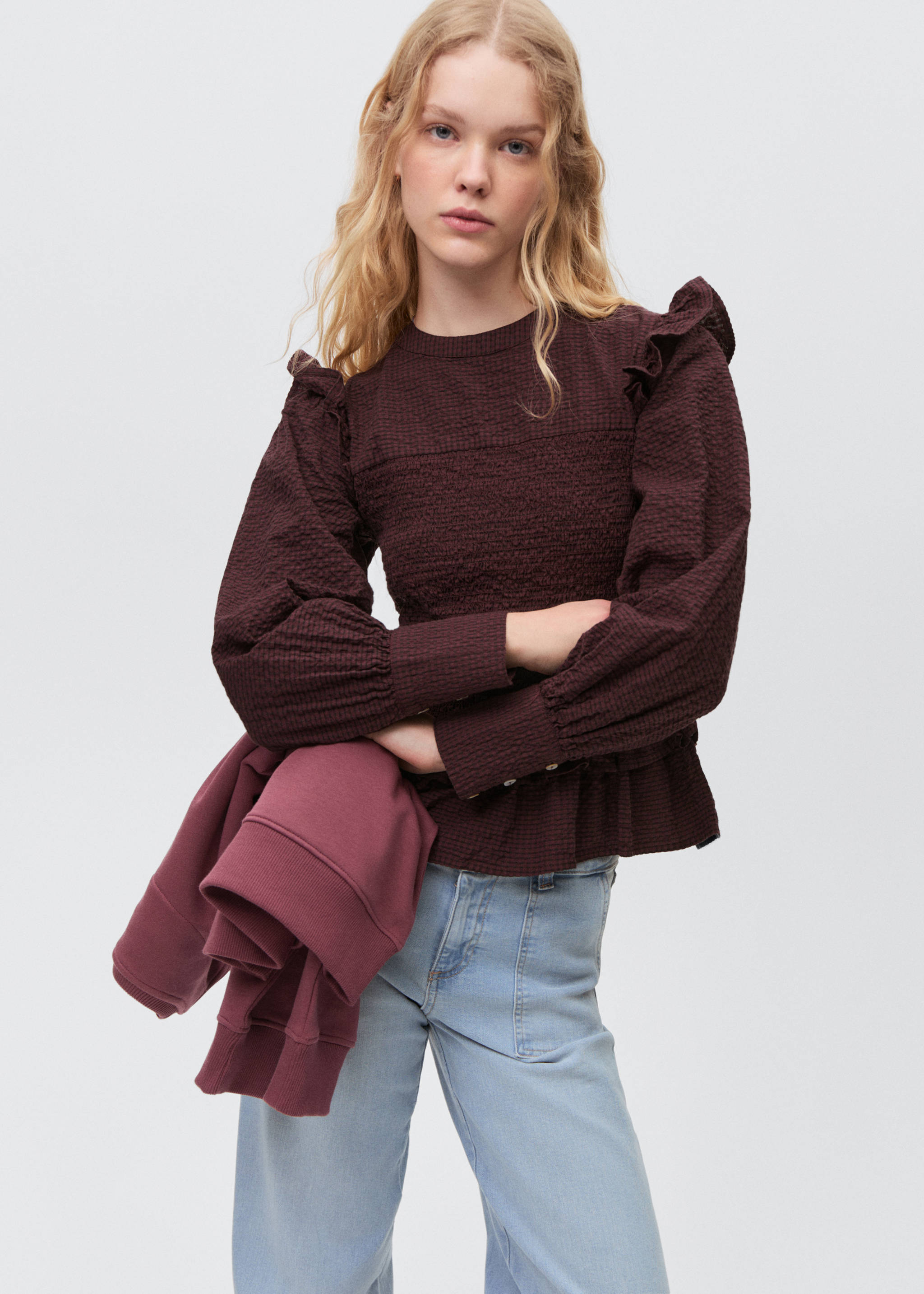 Blouse froncée volants - Plan moyen