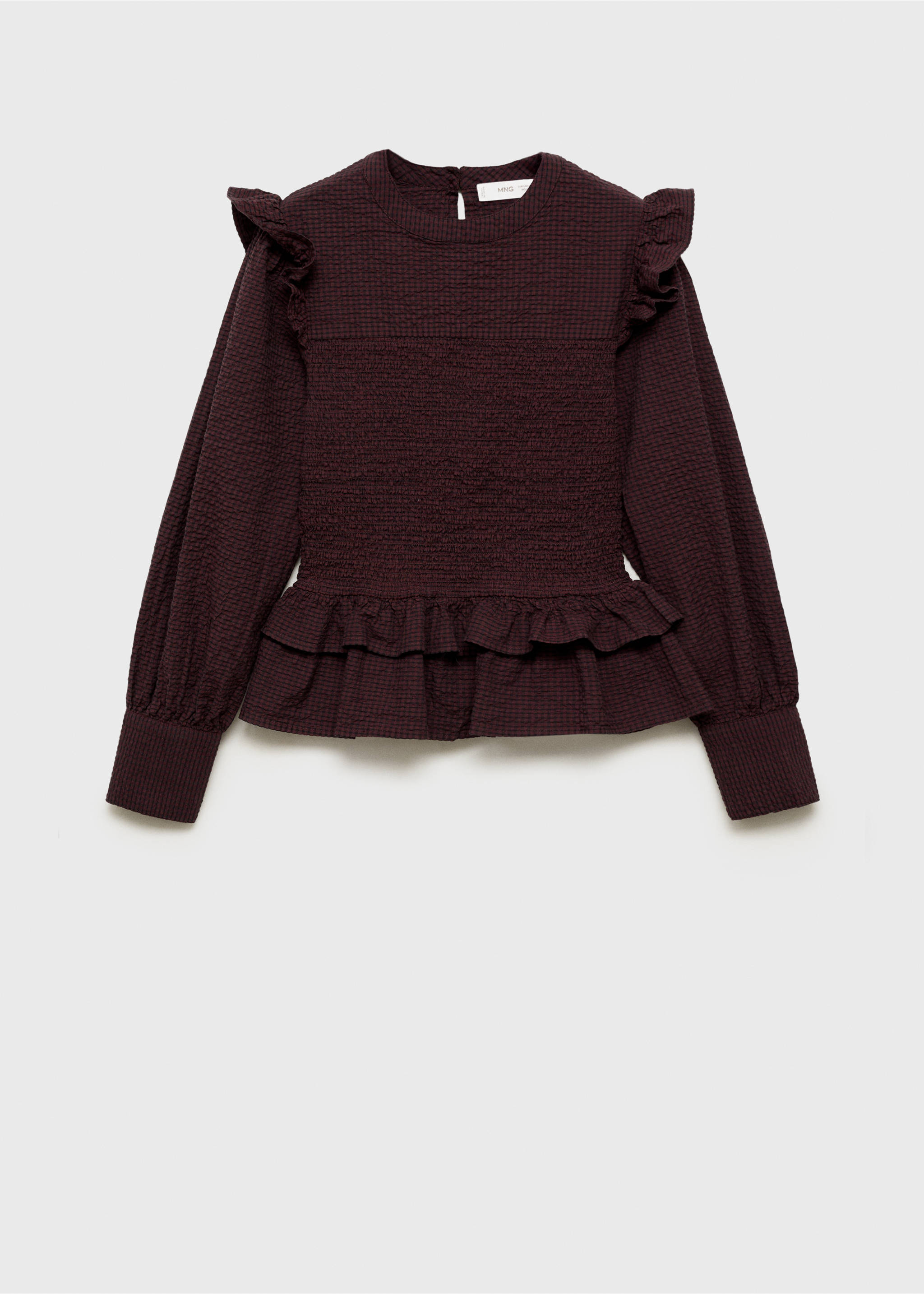 Blouse froncée volants - Article sans modèle, Grenat. Ref: 87021517-00.