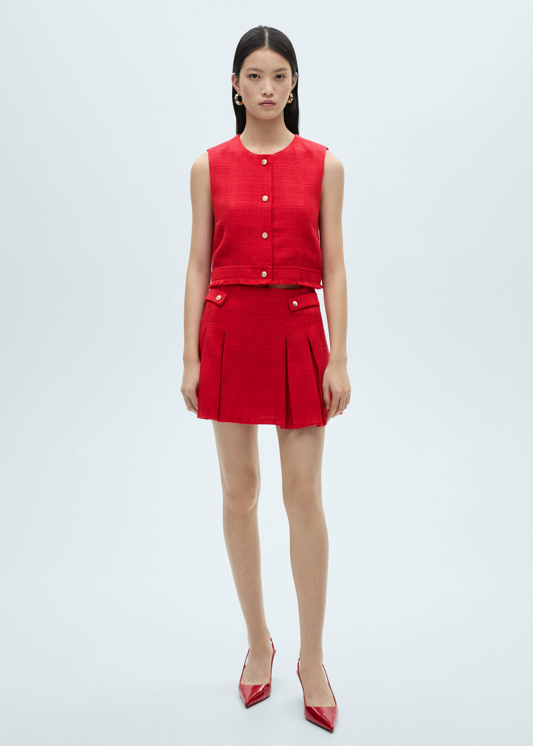 Tweed waistcoat with buttons - General plane