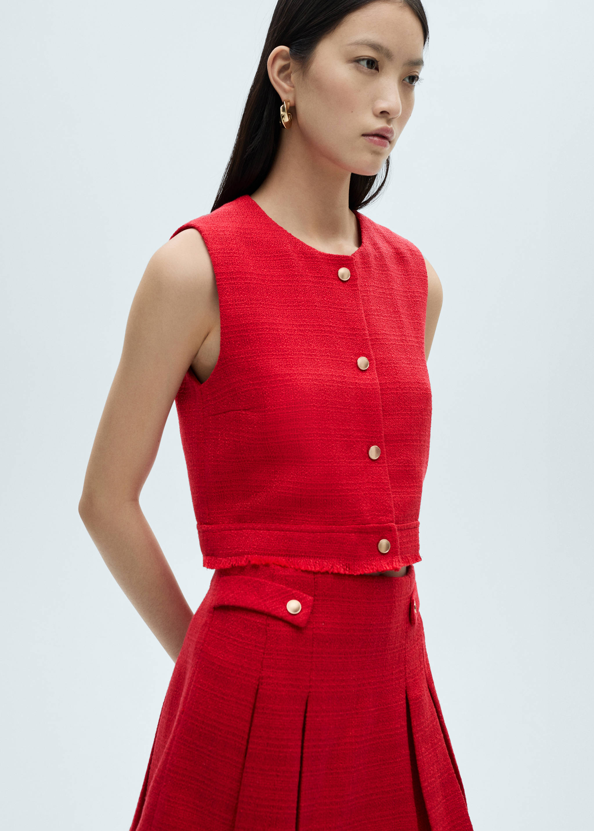 Tweed waistcoat with buttons - Medium plane