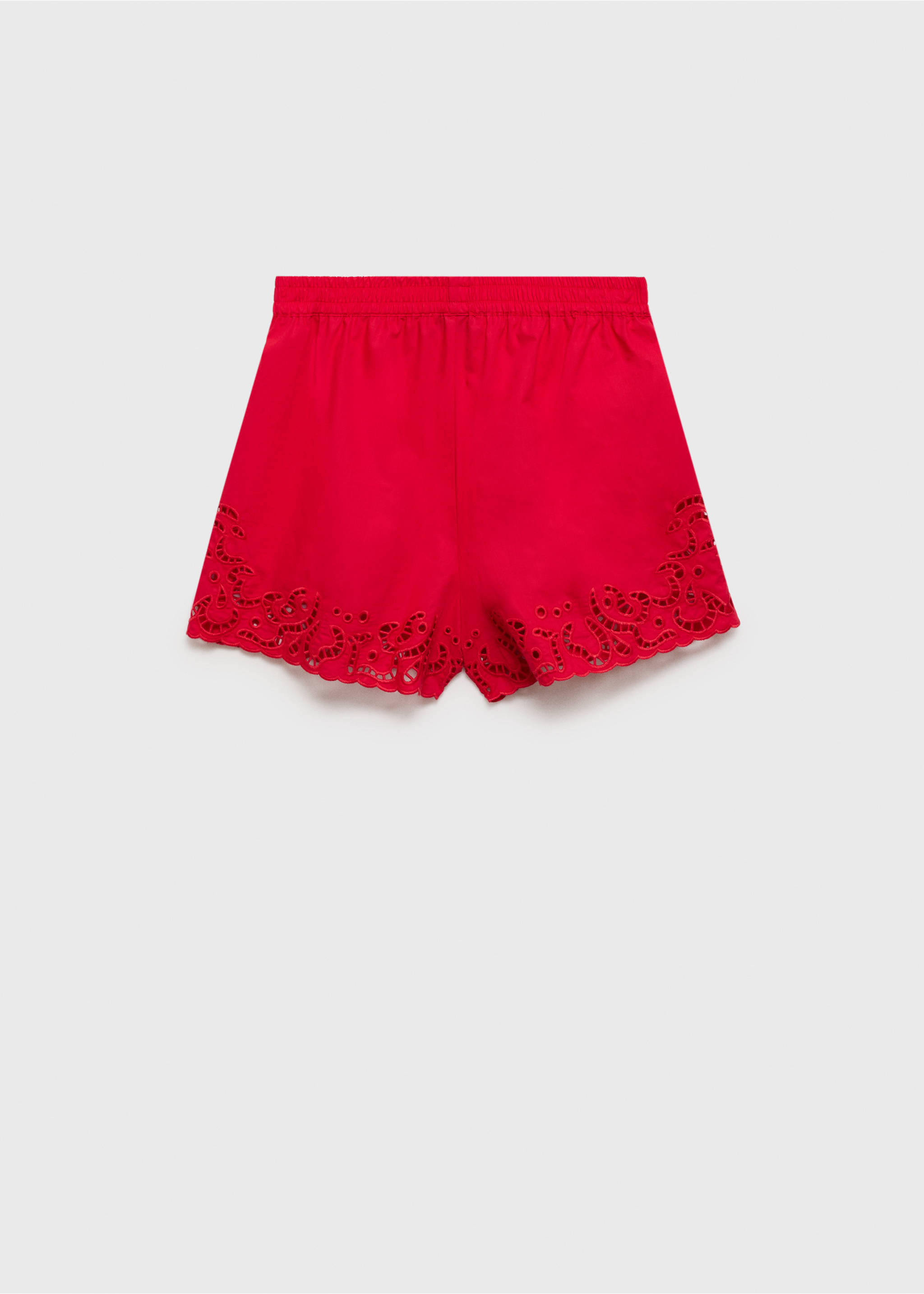 Cotton shorts with openwork details - Article without model, Red. Ref: 87022533-00.
