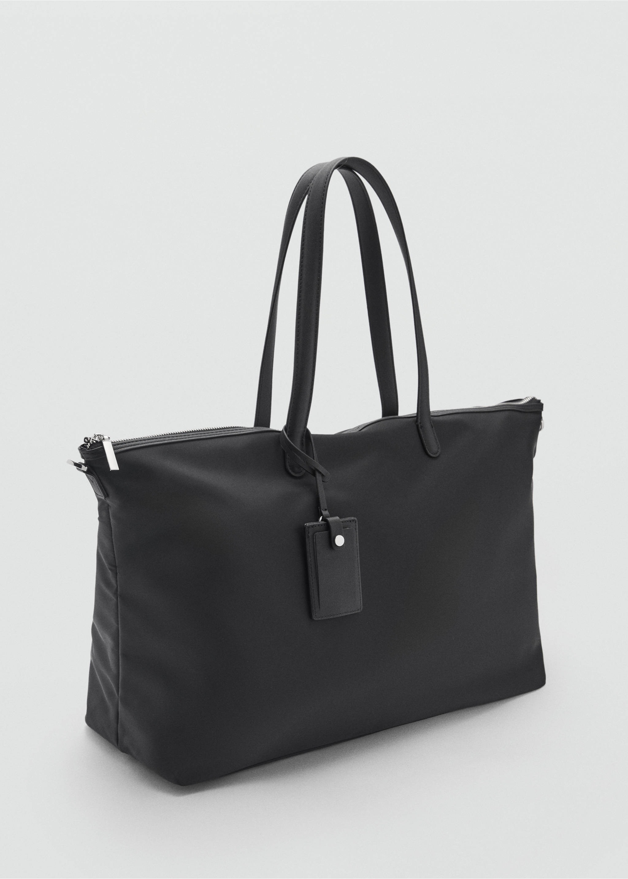 Large nylon shopper bag - Medium plane, Black. Ref: 87022538-00.