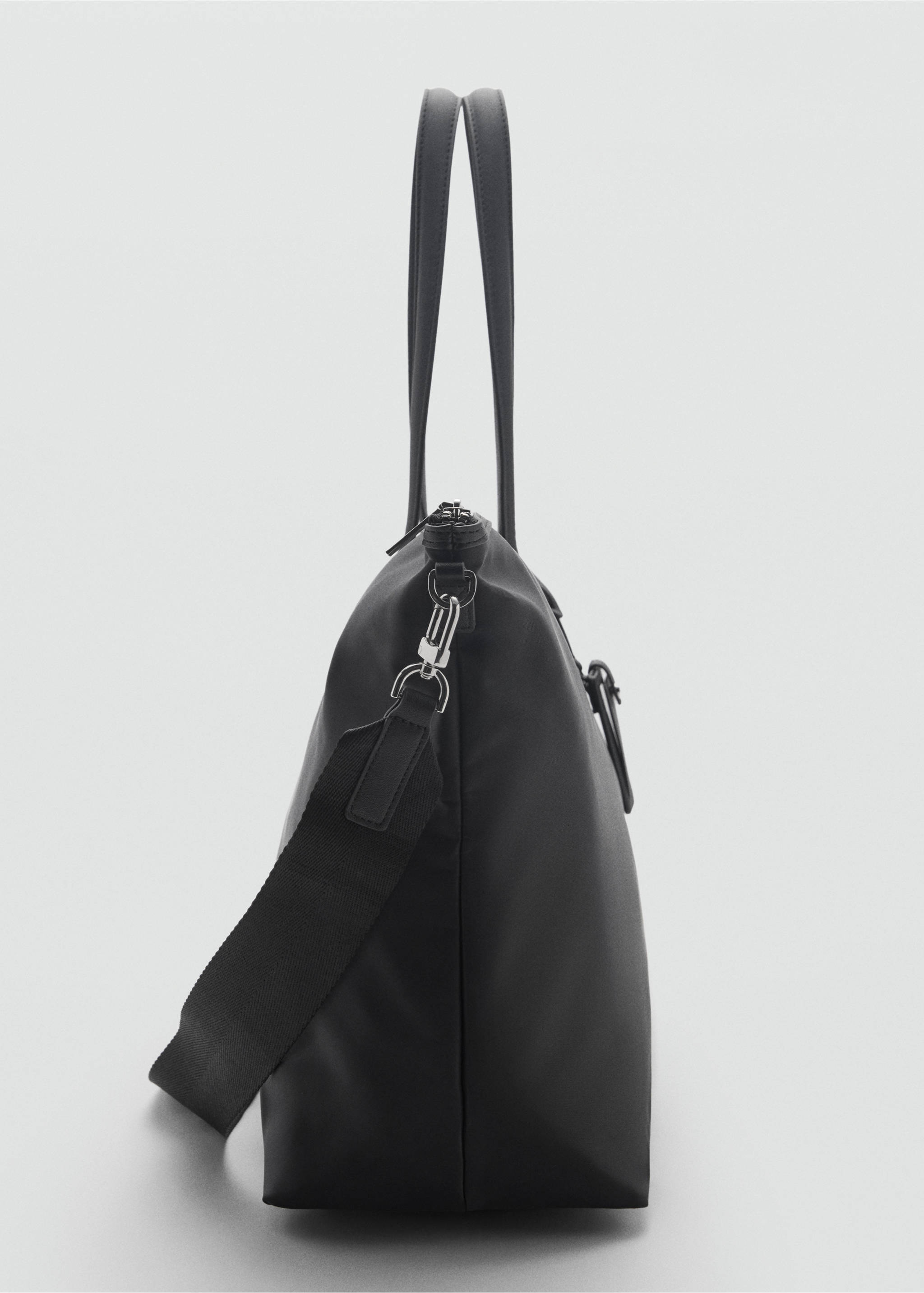 Large nylon shopper bag - Details of the article 1, Black. Ref: 87022538-00.