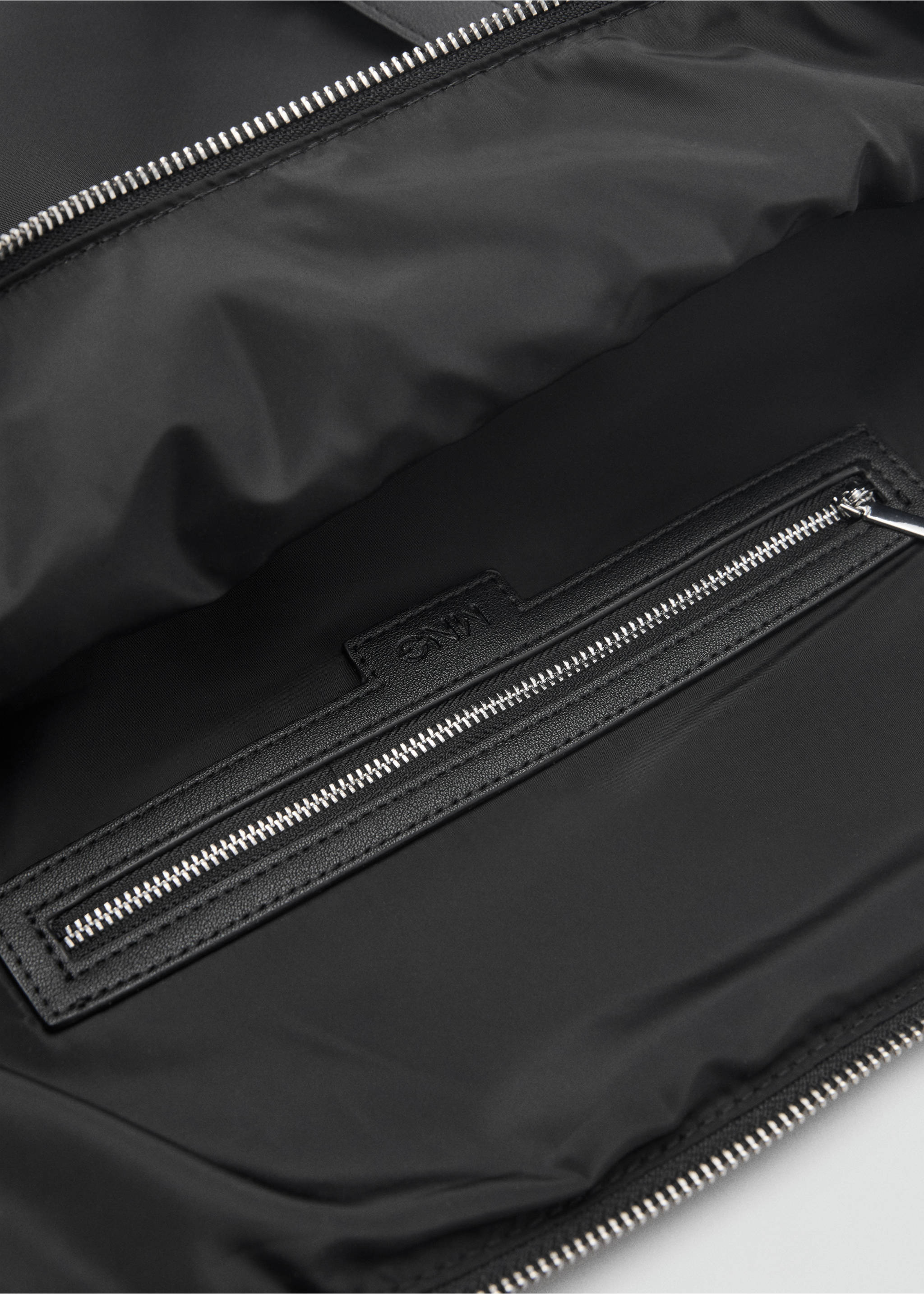 Large nylon shopper bag - Details of the article 4, Black. Ref: 87022538-00.