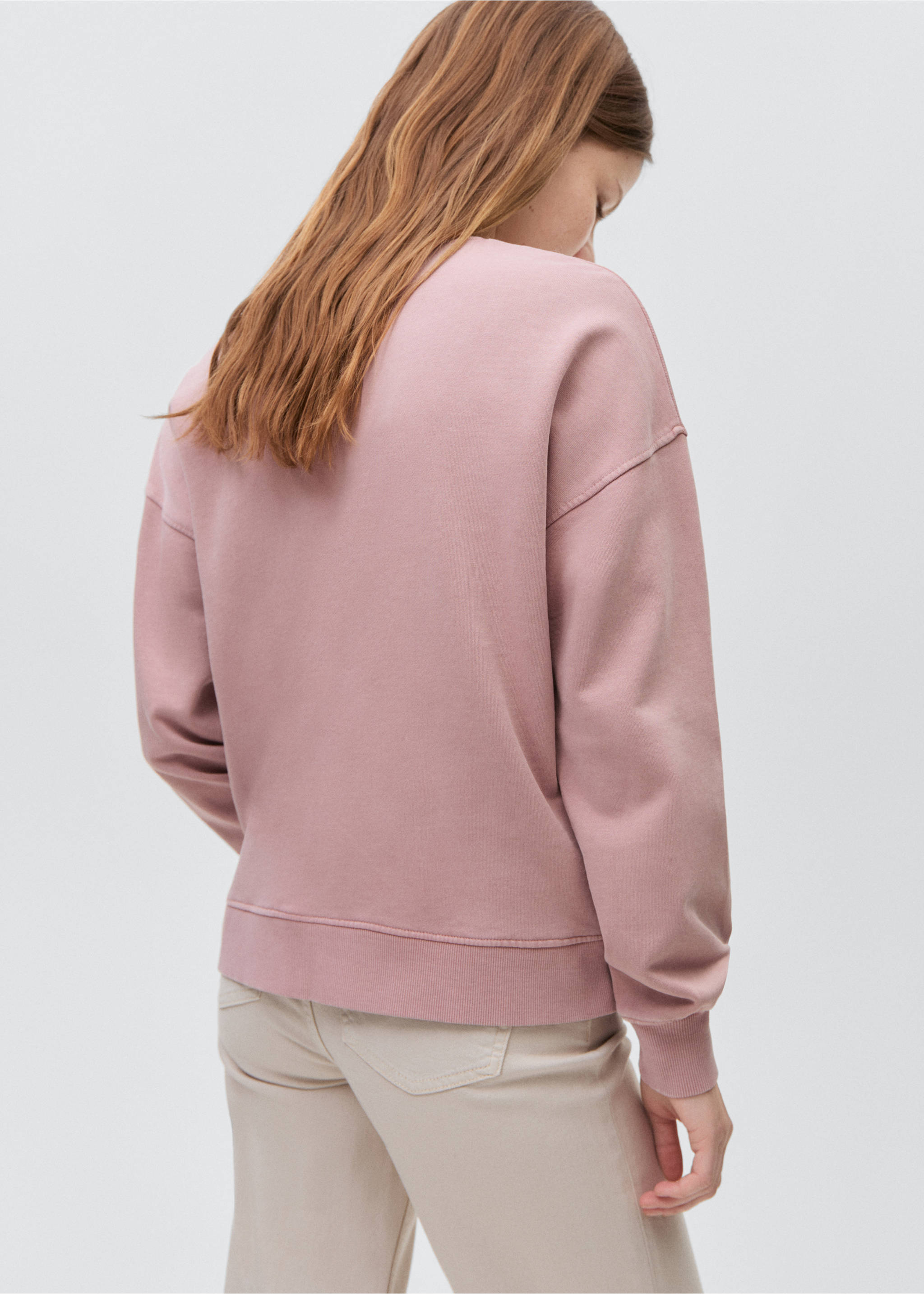 Sweat-shirt coton imprimé - Verso de l’article, Rose pastel. Ref: 87022541-00.