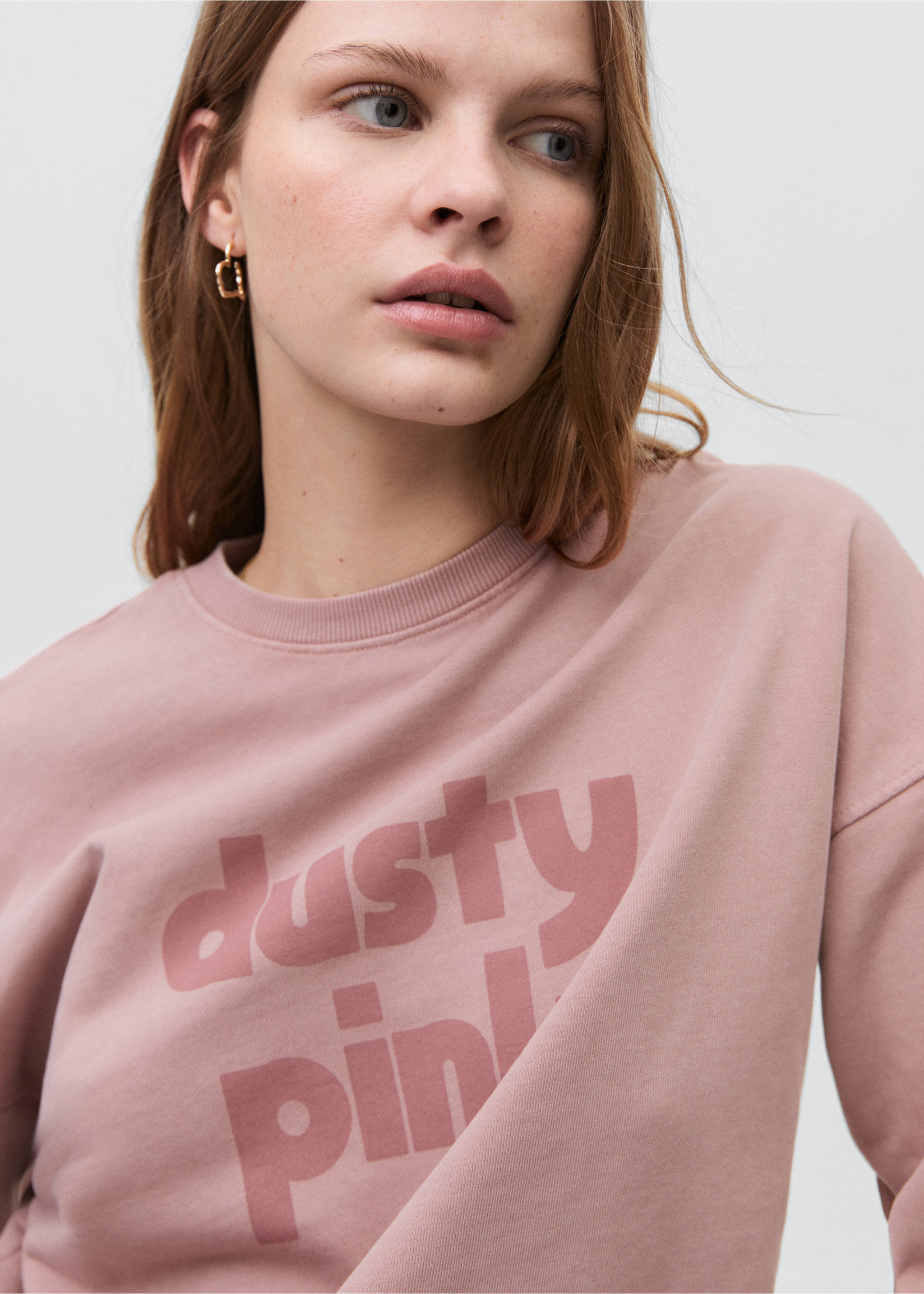 Sweat-shirt coton imprimé - Détail de l'article 1, Rose pastel. Ref: 87022541-00.