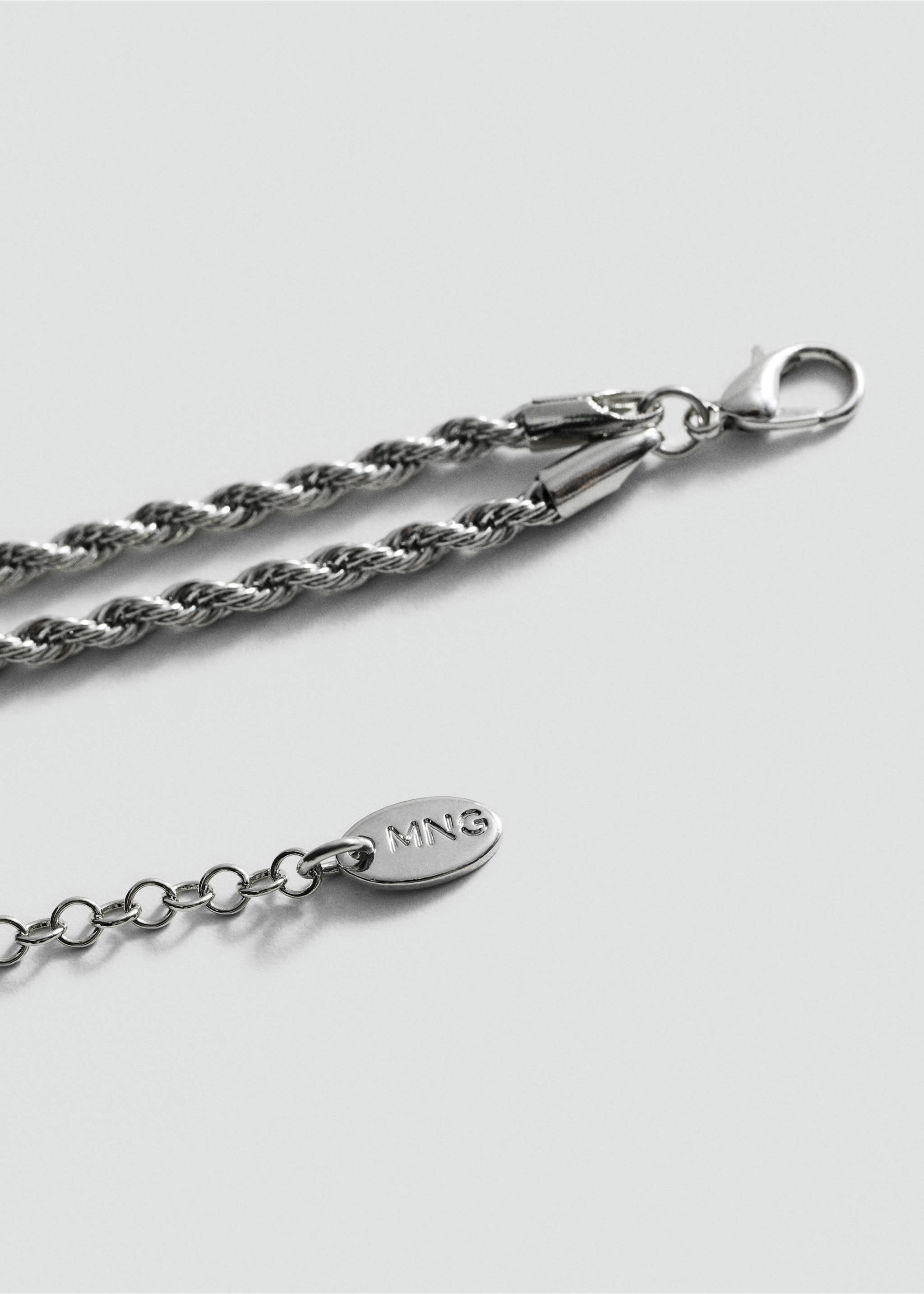 Braided chain necklace - Details of the article 1, Silver. Ref: 87022544-00.