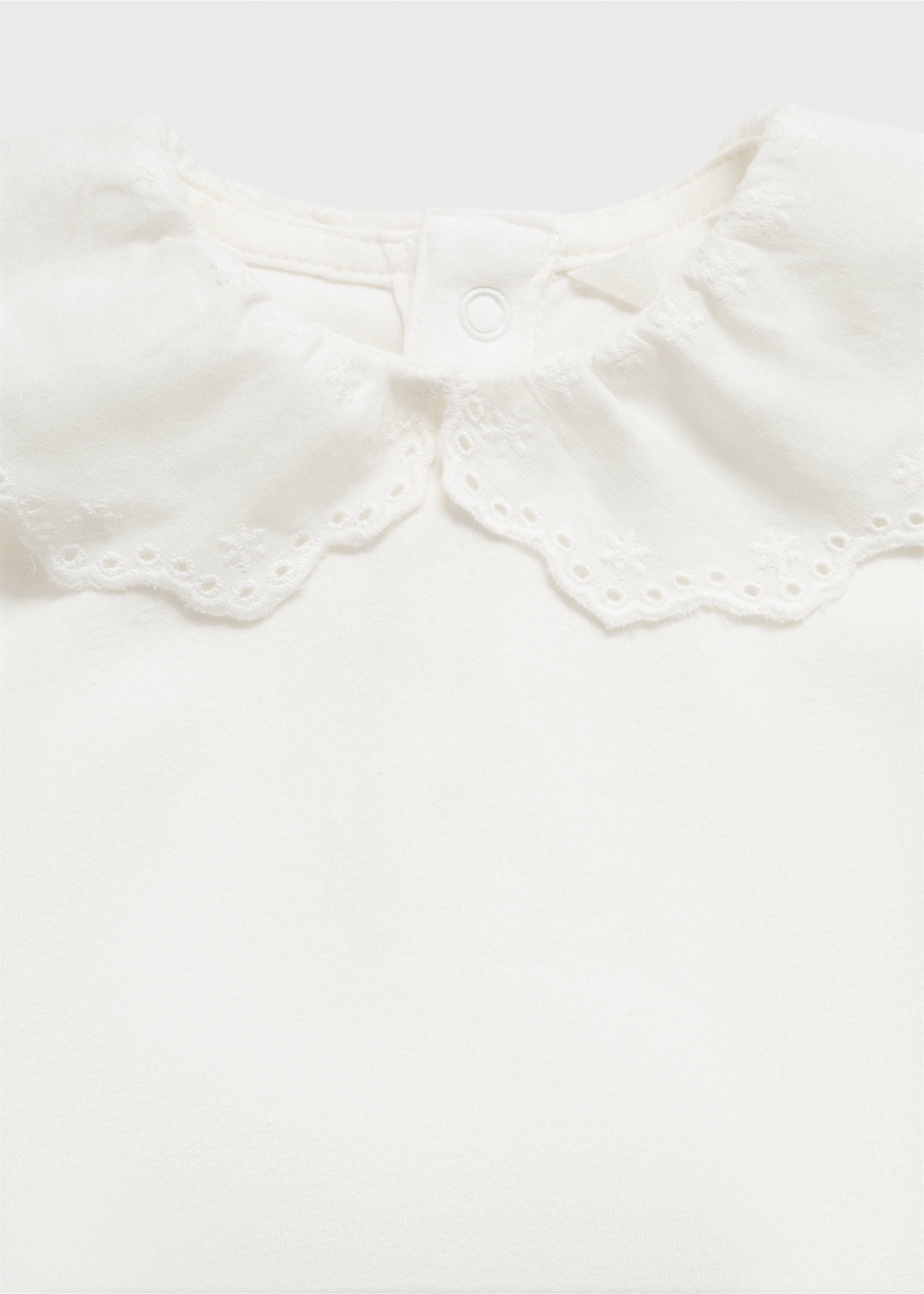 Embroidered babydoll-neck body - Details of the article 0, Off White. Ref: 87022545-00.