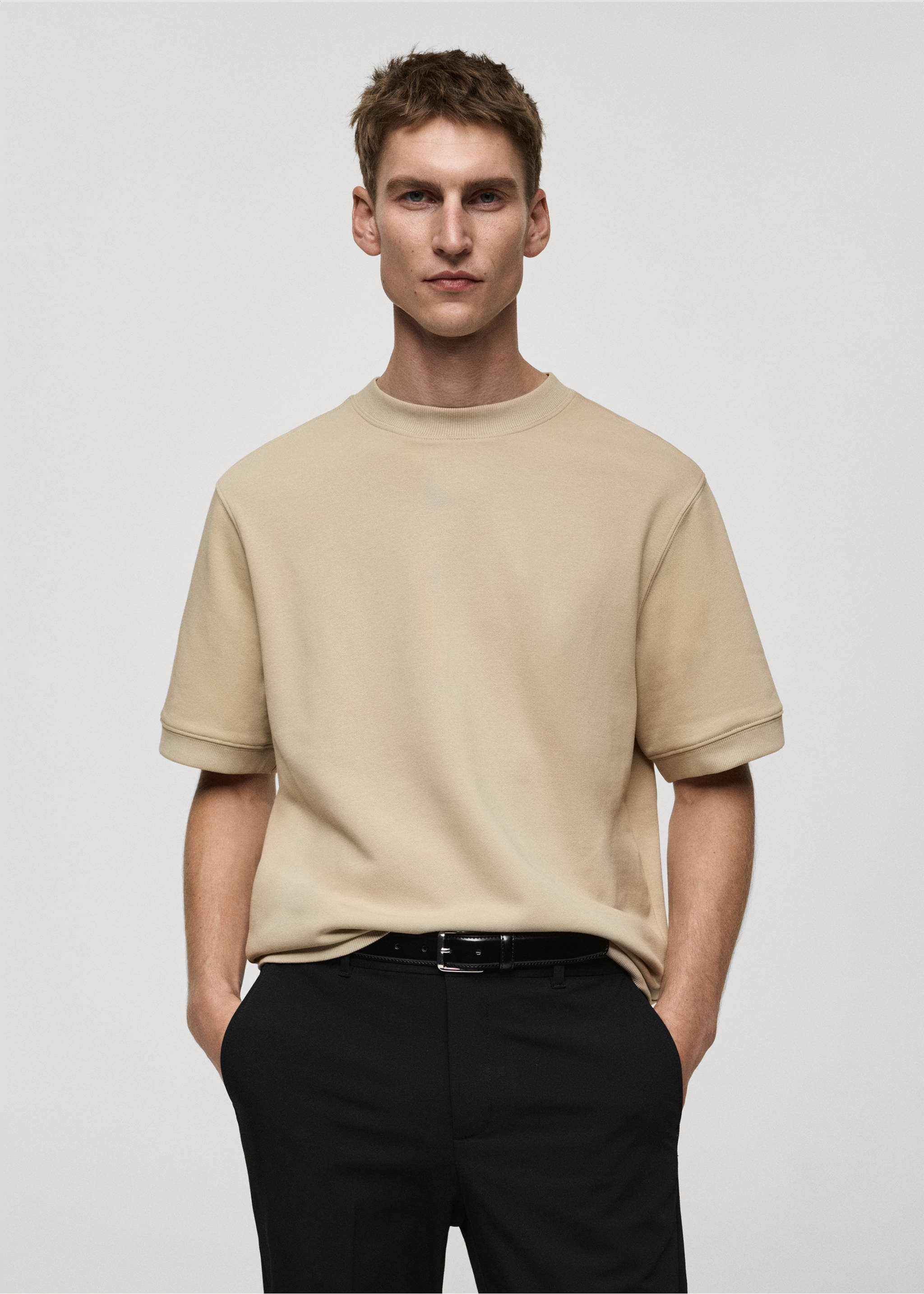 Regular-Fit Baumwoll-T-Shirt - Mittlere Ansicht, Beige. Ref: 87022891-00.