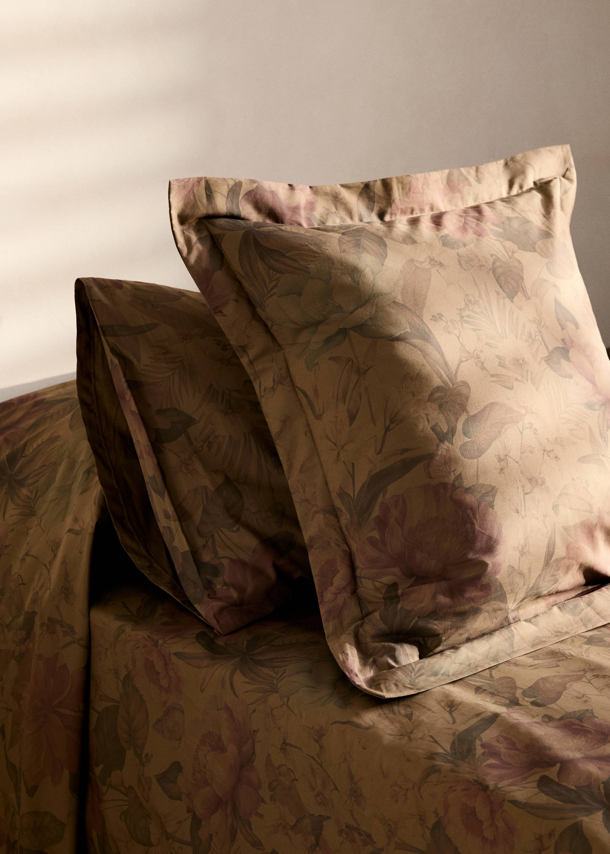 Dos fundas almohada algodón percal estampado flor multicolor 50x75 cm - Plano general