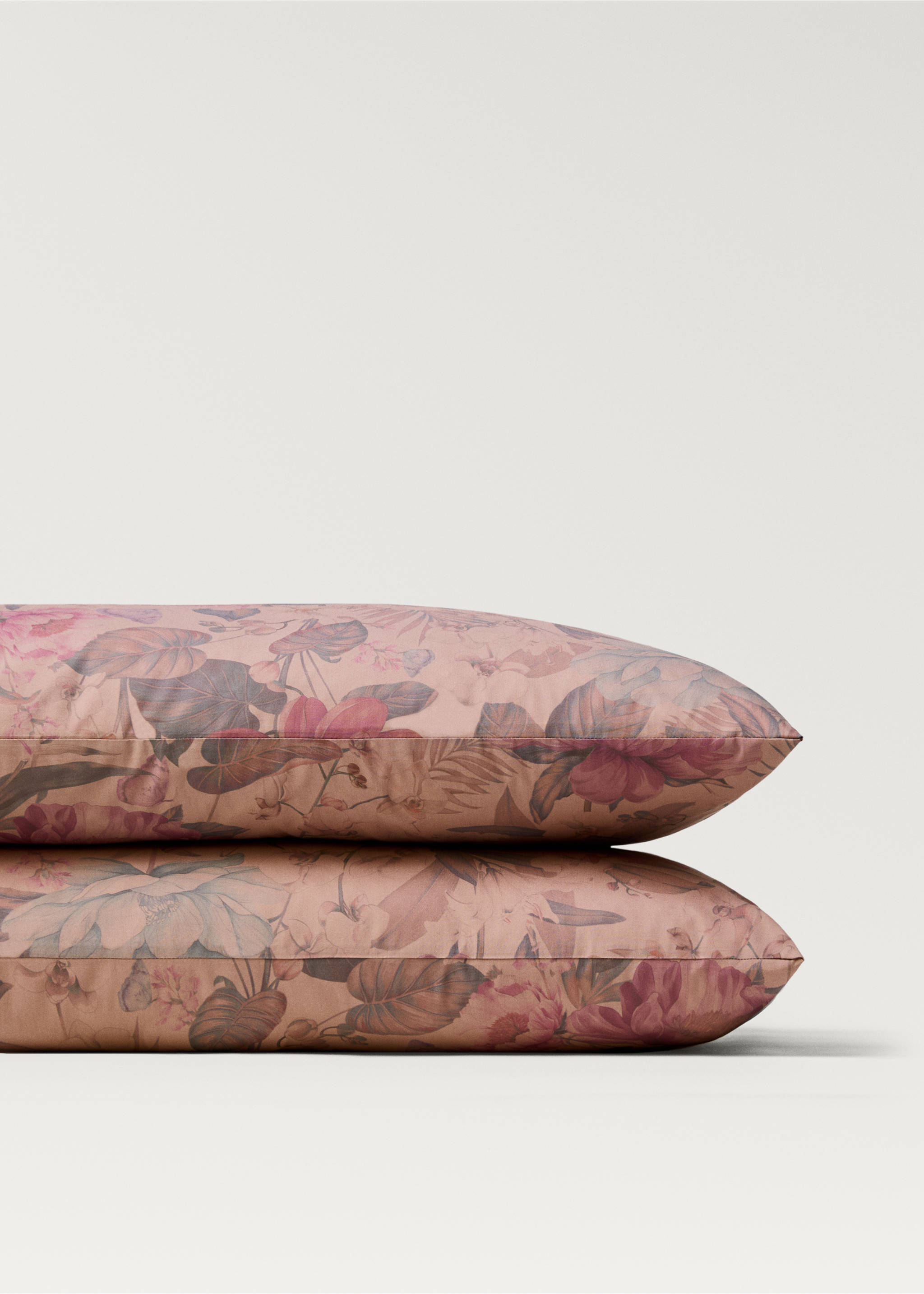 Dos fundas almohada algodón percal estampado flor multicolor 50x75 cm - Detalle del artículo 1, Rosa. Ref: 87022923-00.