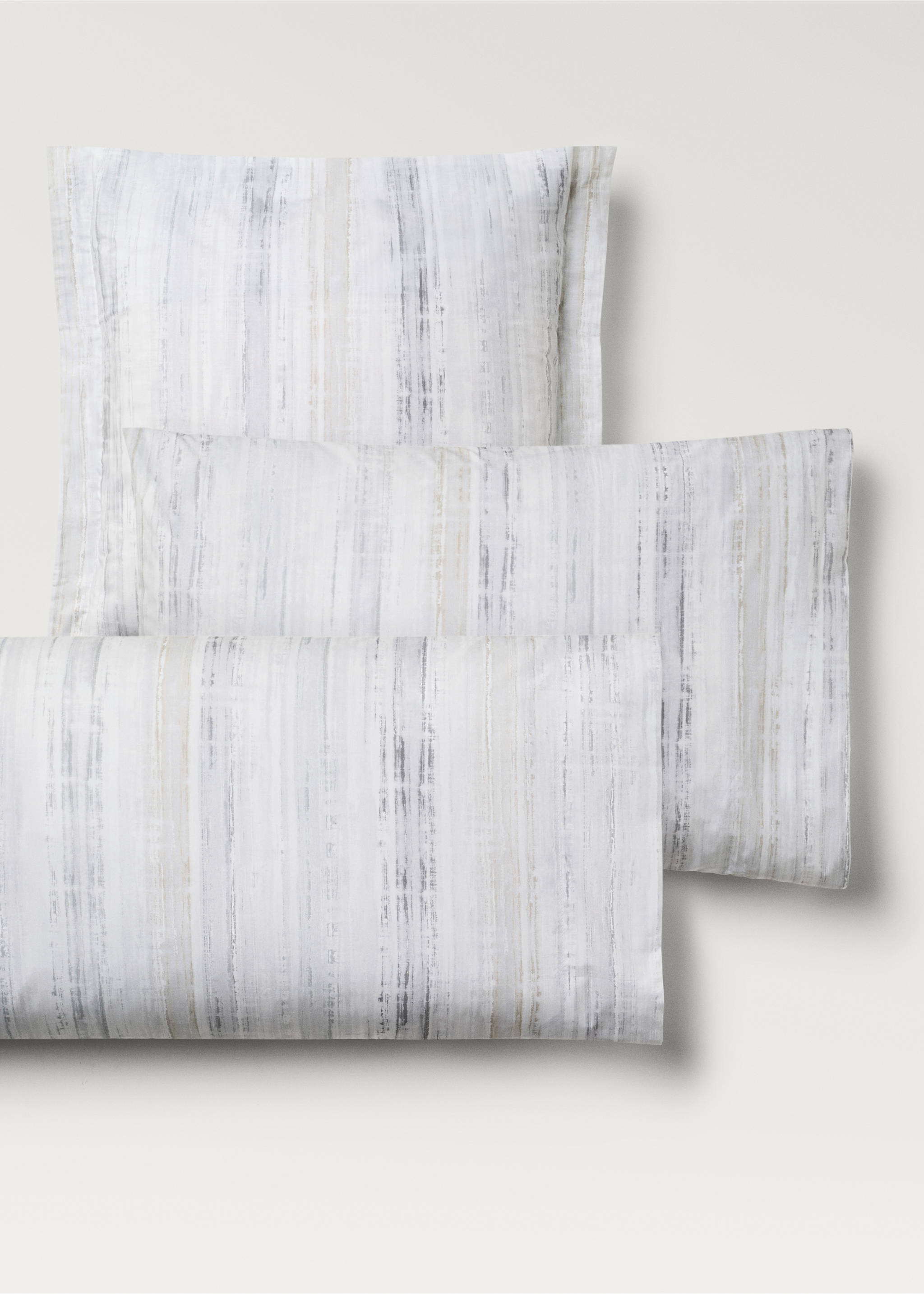 Two cotton percale blurred-print pillowcases 50x75 cm - Details of the article 4, Grey. Ref: 87022925-00.