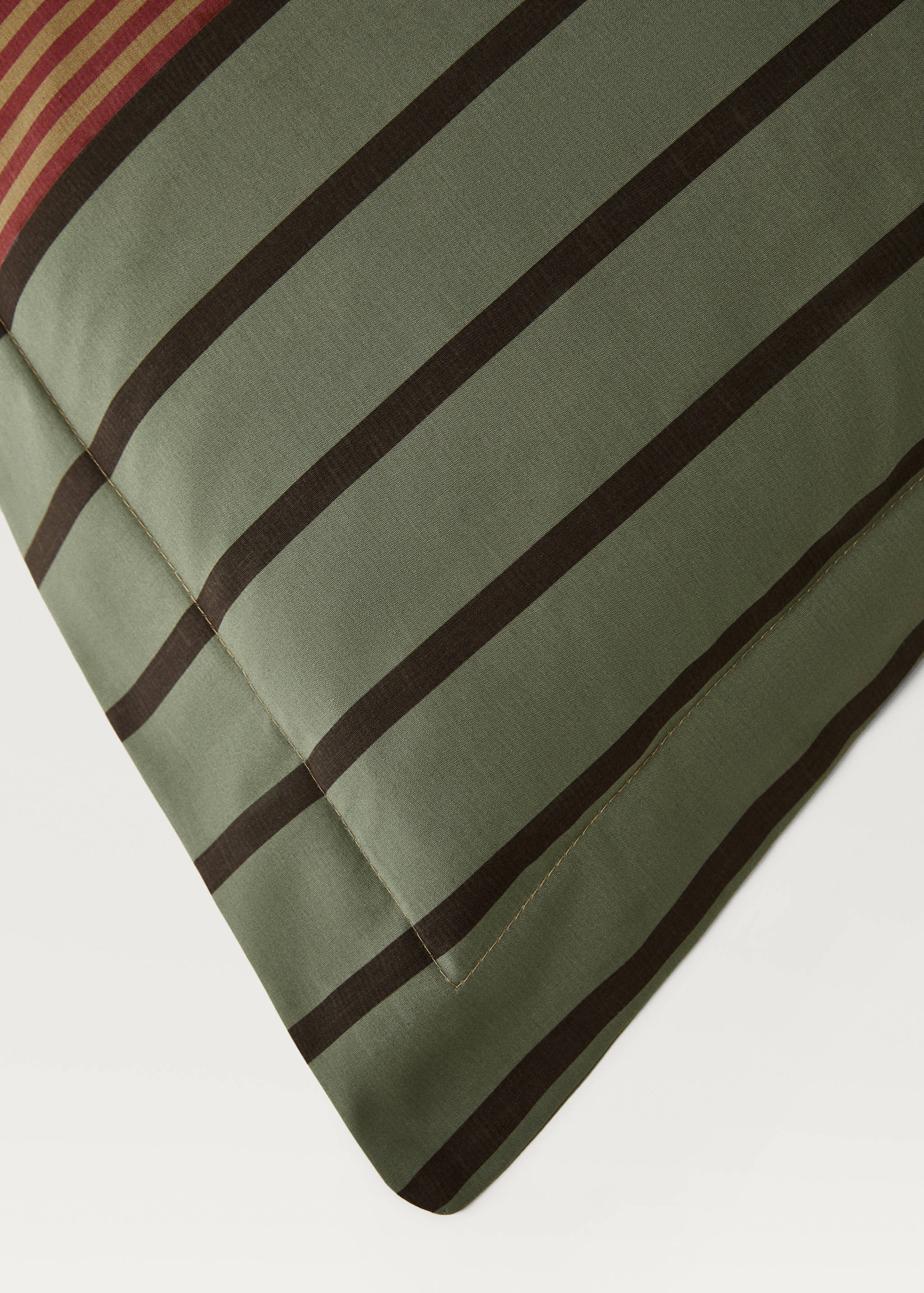 Deux taies d'oreiller en percale de coton rayures multiples 60x60 cm - Détail de l'article 2