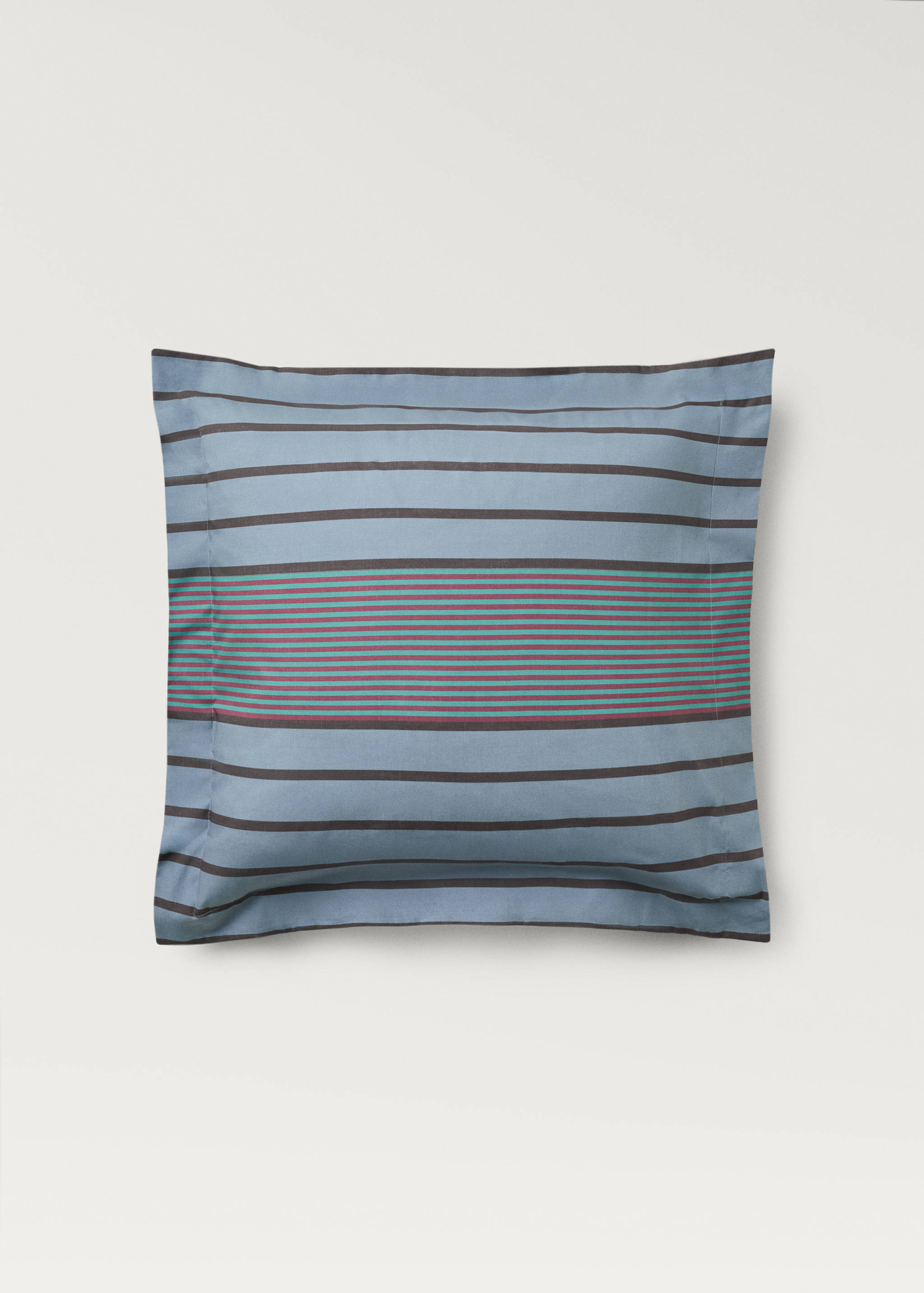 Deux taies d'oreiller en percale de coton rayures multiples 60x60 cm - Article sans modèle