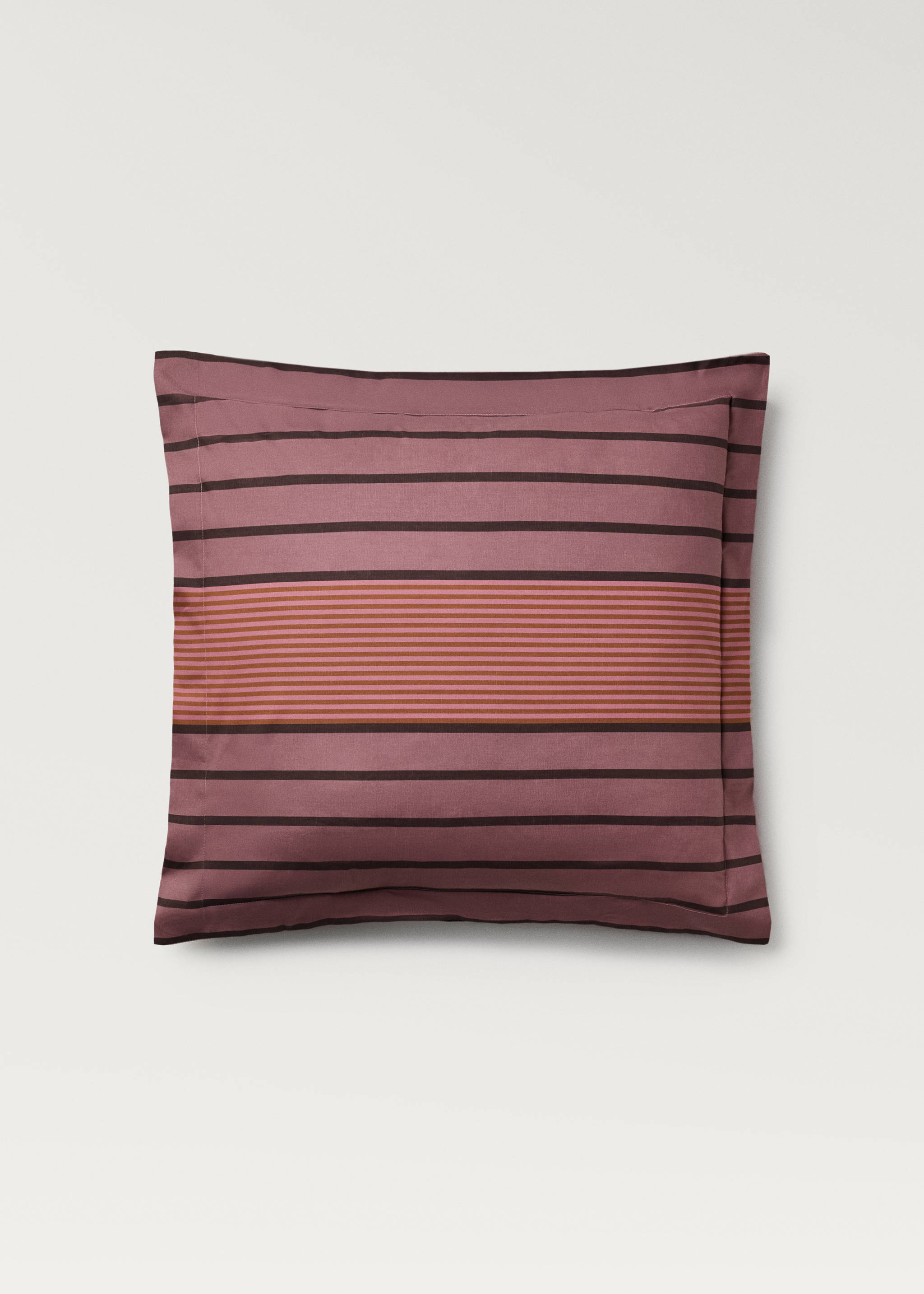 Deux taies d'oreiller en percale de coton rayures multiples 60x60 cm - Article sans modèle