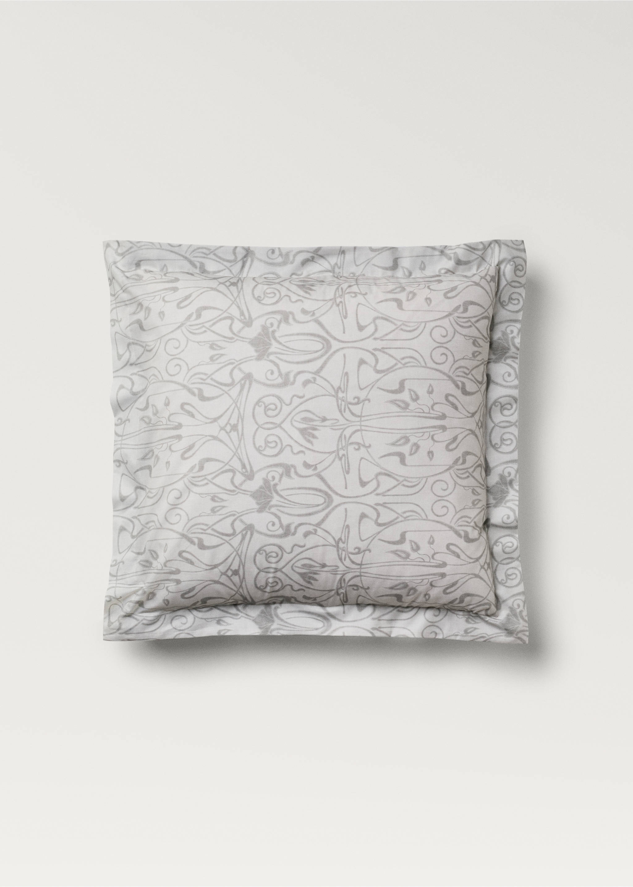 Two cotton percale ornamental-print pillowcases 60x60 cm - Article without model, Light/Pastel Grey. Ref: 87022942-00.