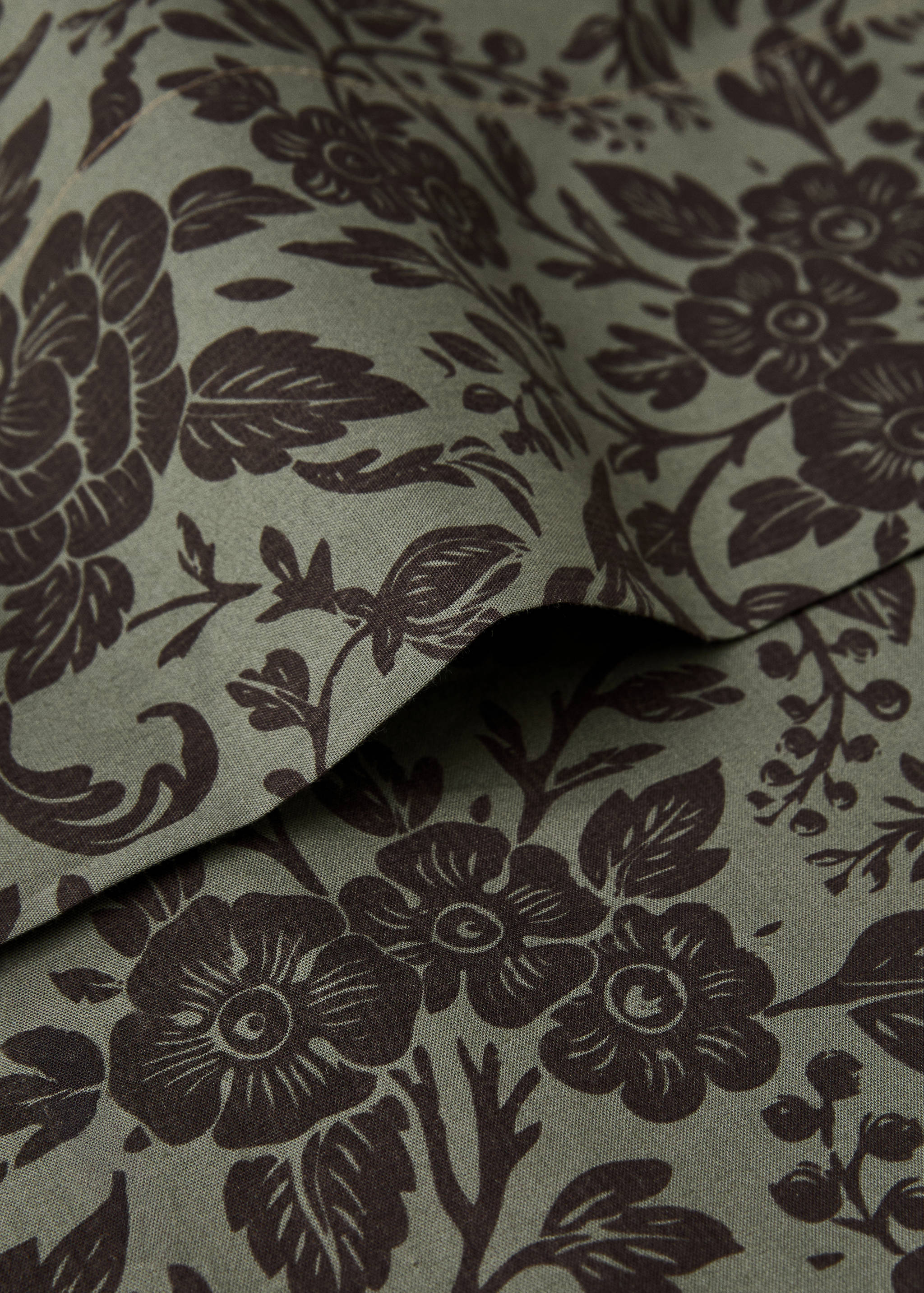 Percale cotton printed two-tone floral flat sheet Single bed - Details of the article 1