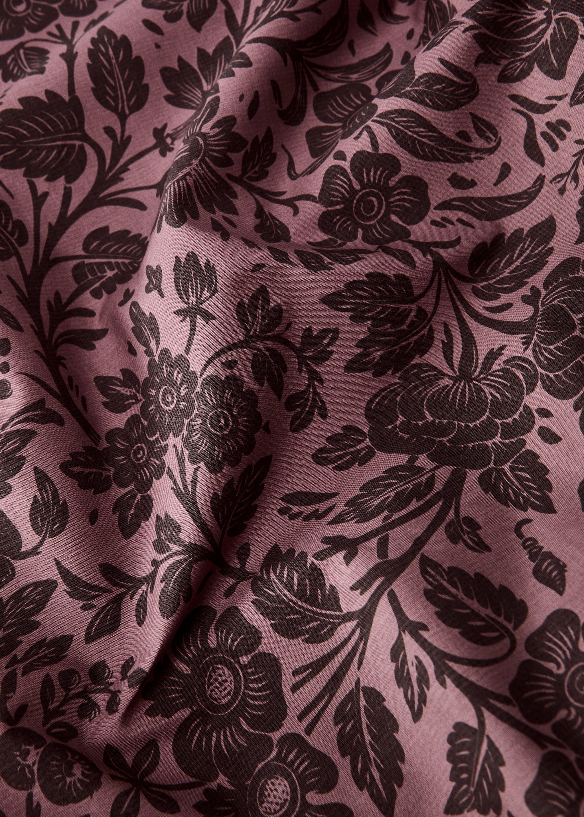 Percale cotton printed two-tone floral flat sheet Single bed - Details of the article 1