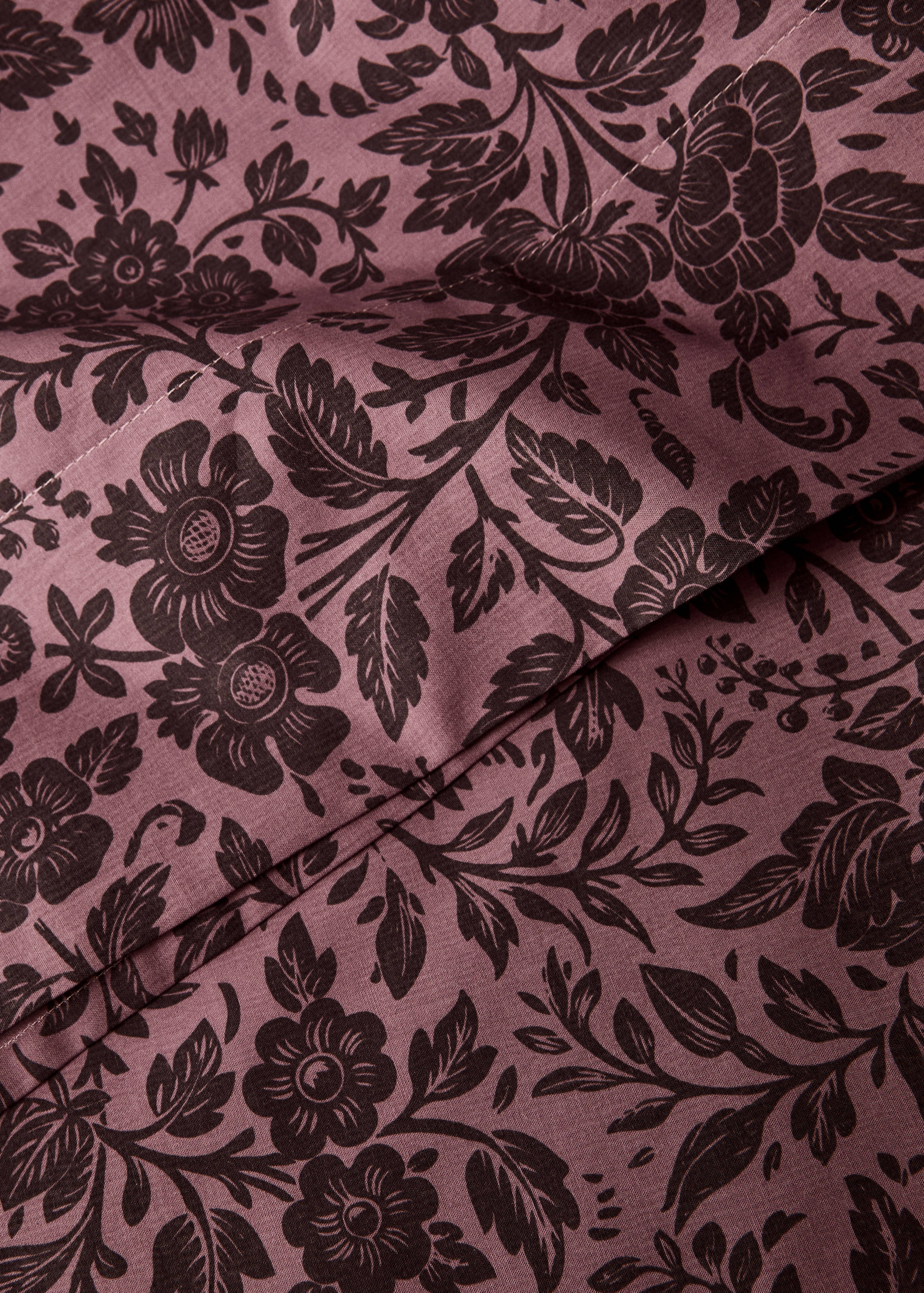 Percale cotton printed two-tone floral flat sheet Single bed - Details of the article 2