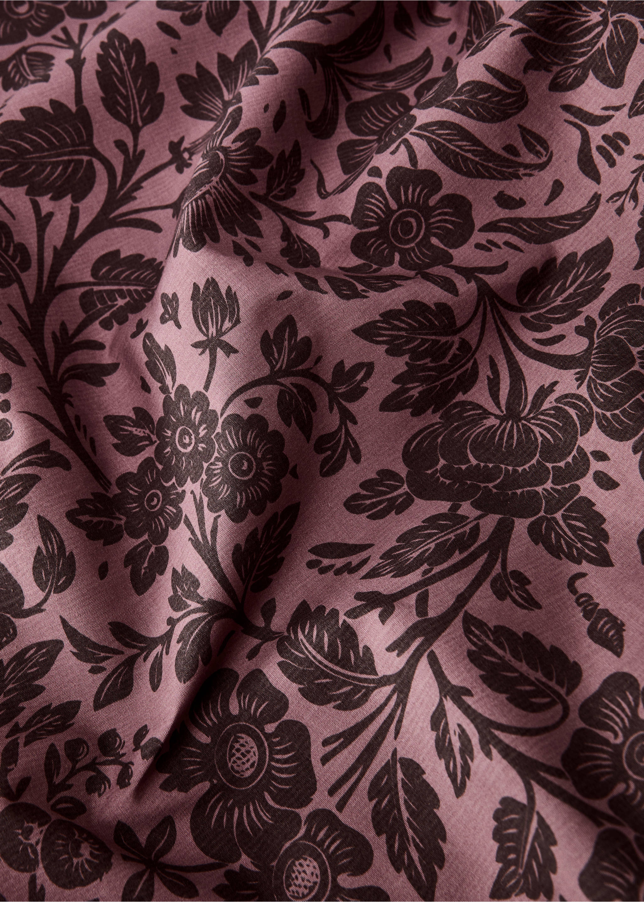 Percale cotton printed two-tone floral flat sheet King bed - Details of the article 1, Pink. Ref: 87022946-00.