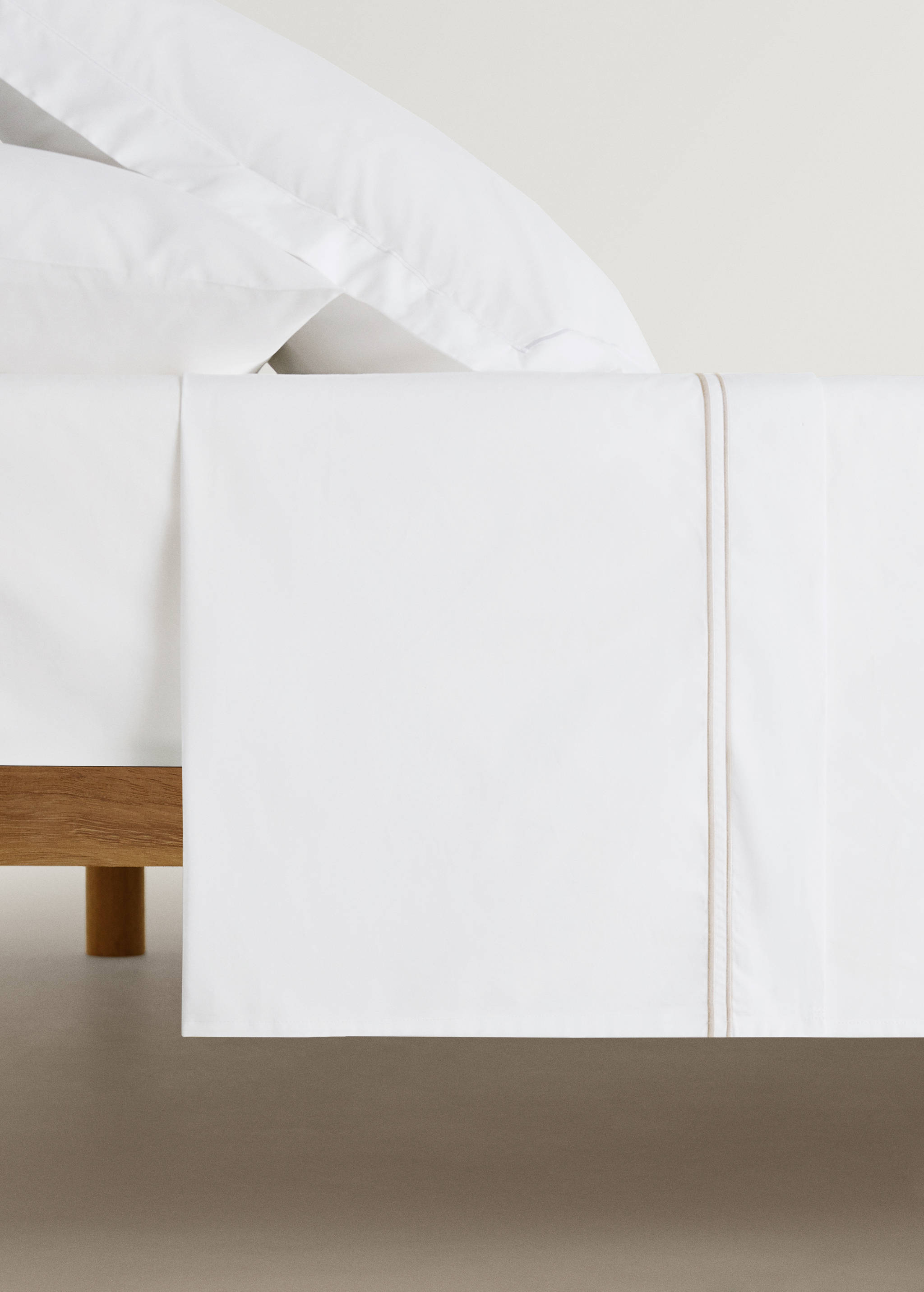 Oberlaken aus Baumwoll-Perkal mit Muschelsaum-Detail für 90 cm Bett - Artikel ohne Model