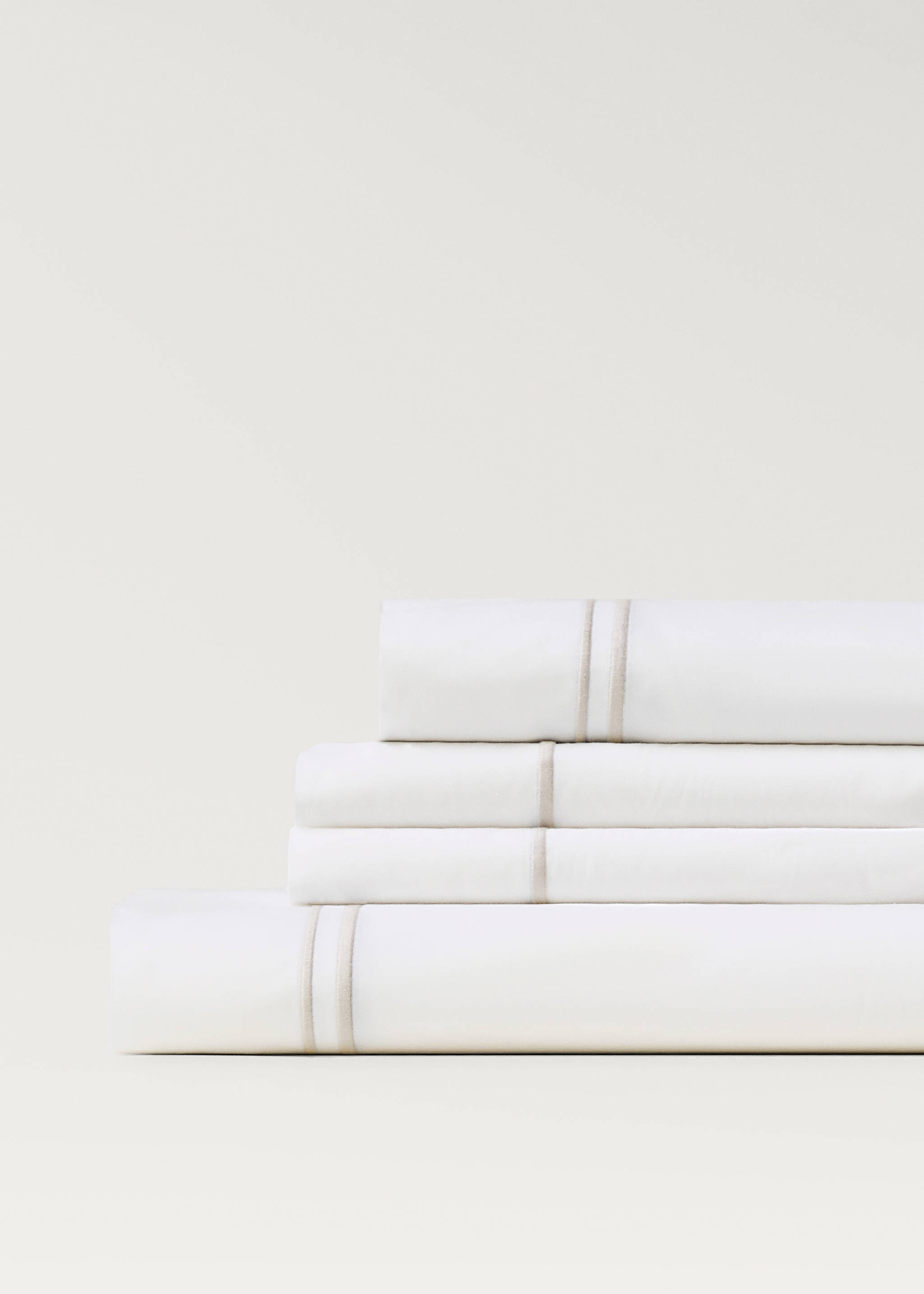 Oberlaken aus Baumwoll-Perkal mit Muschelsaum-Detail für 90 cm Bett - Detail des Artikels 1