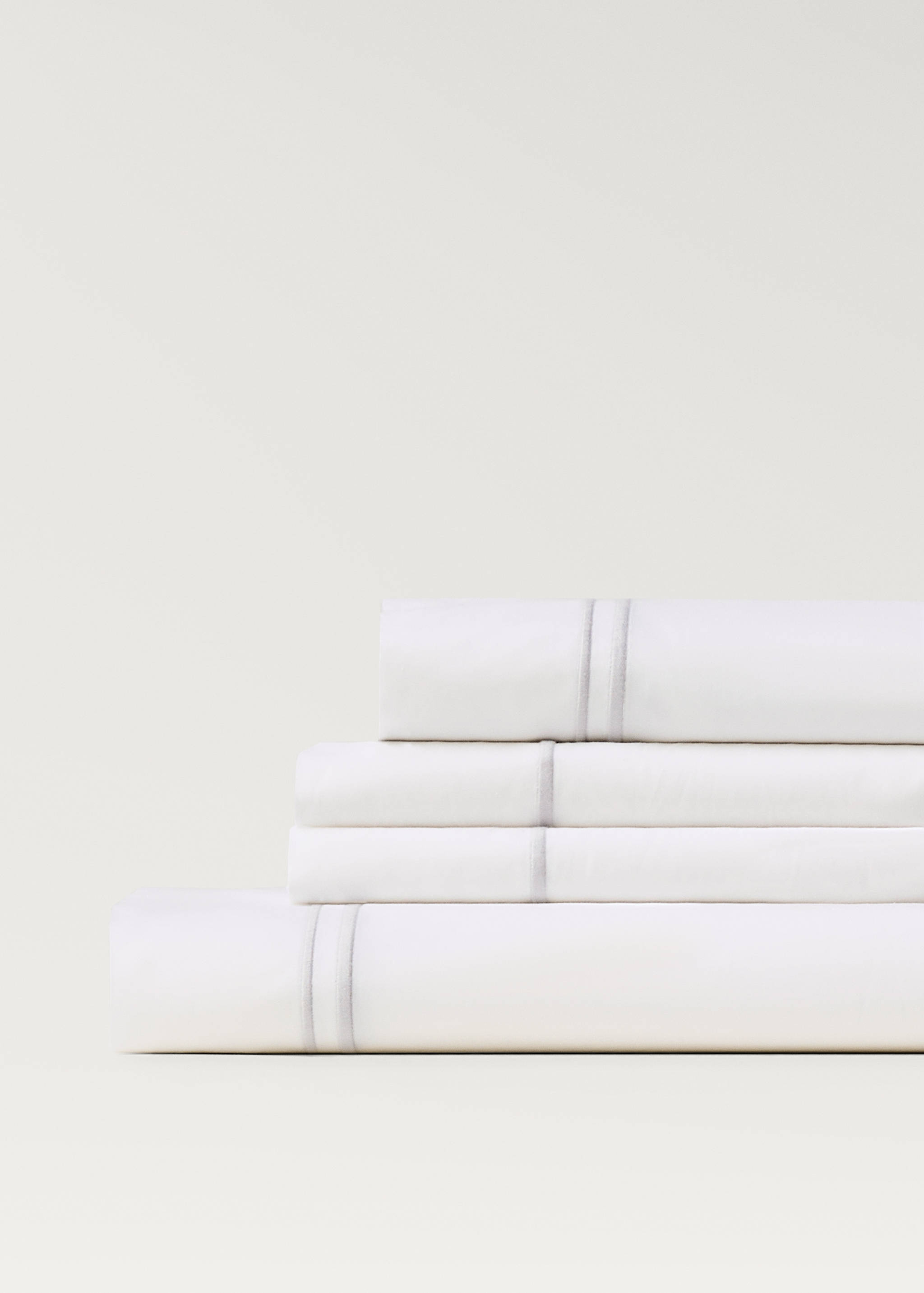 Oberlaken aus Baumwoll-Perkal mit Muschelsaum-Detail für 90 cm Bett - Detail des Artikels 1