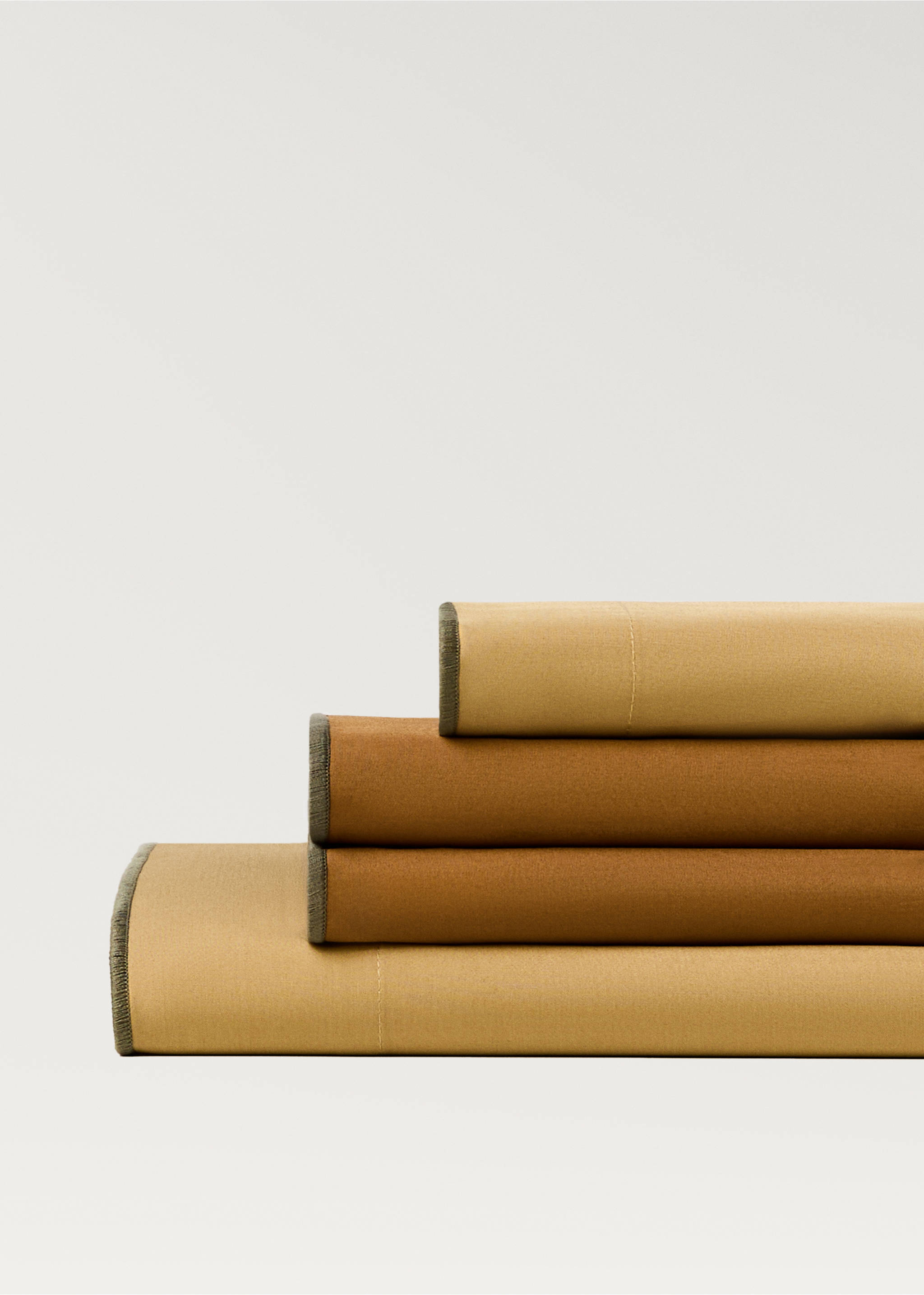 Cotton percal overlock bed 150/160 cm - Details of the article 2, Caramel. Ref: 87022954-00.
