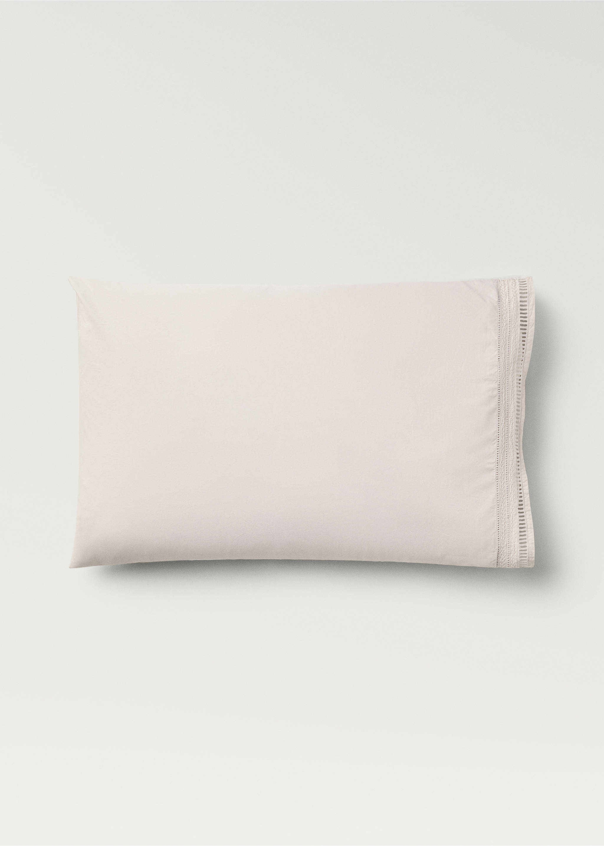 Two pillowcases with embroidered finish 50x75 cm - Article without model, Light/Pastel Grey. Ref: 87022959-00.