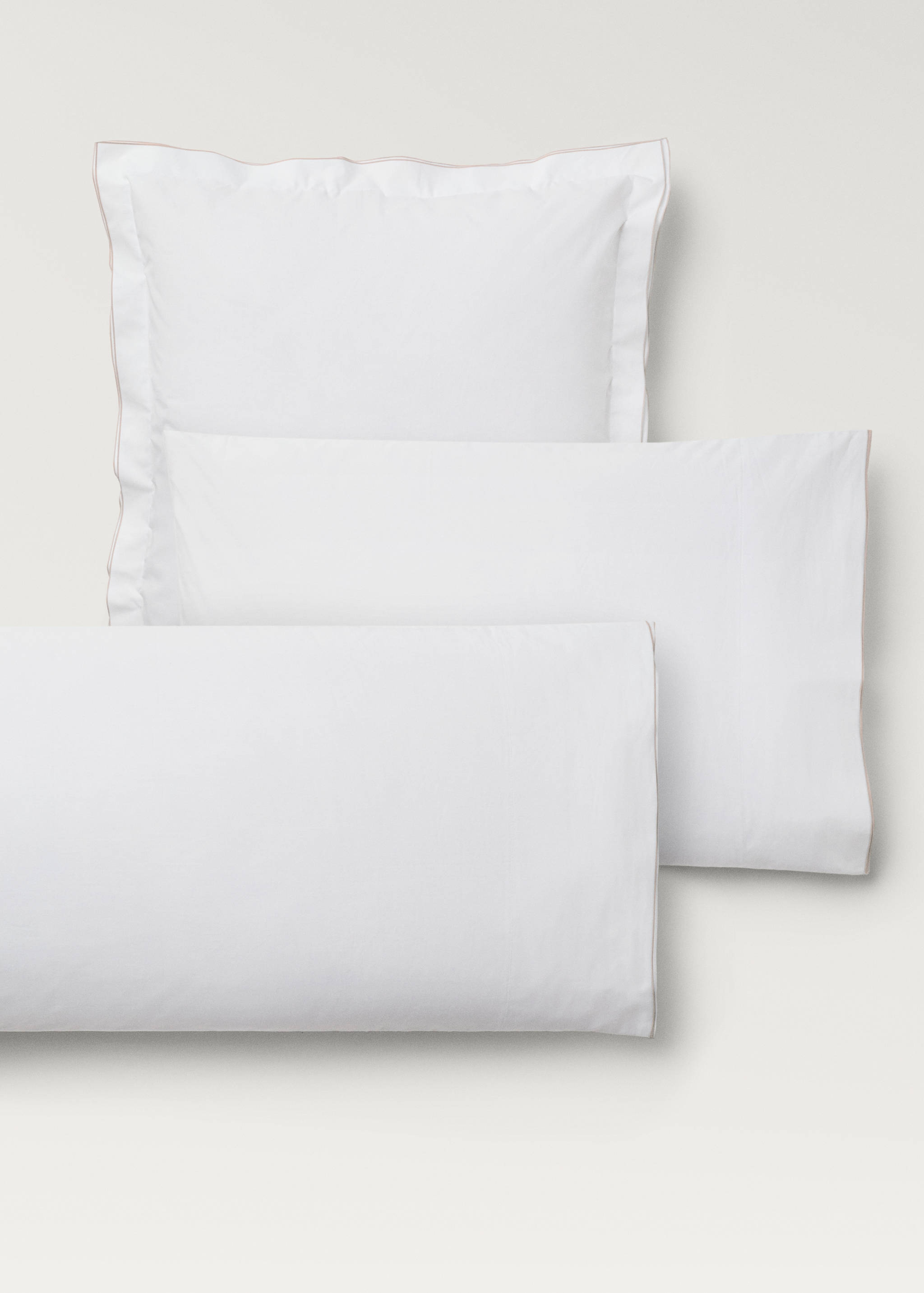 Two cotton percale pillowcases with double overlock 60x60 cm - Details of the article 4