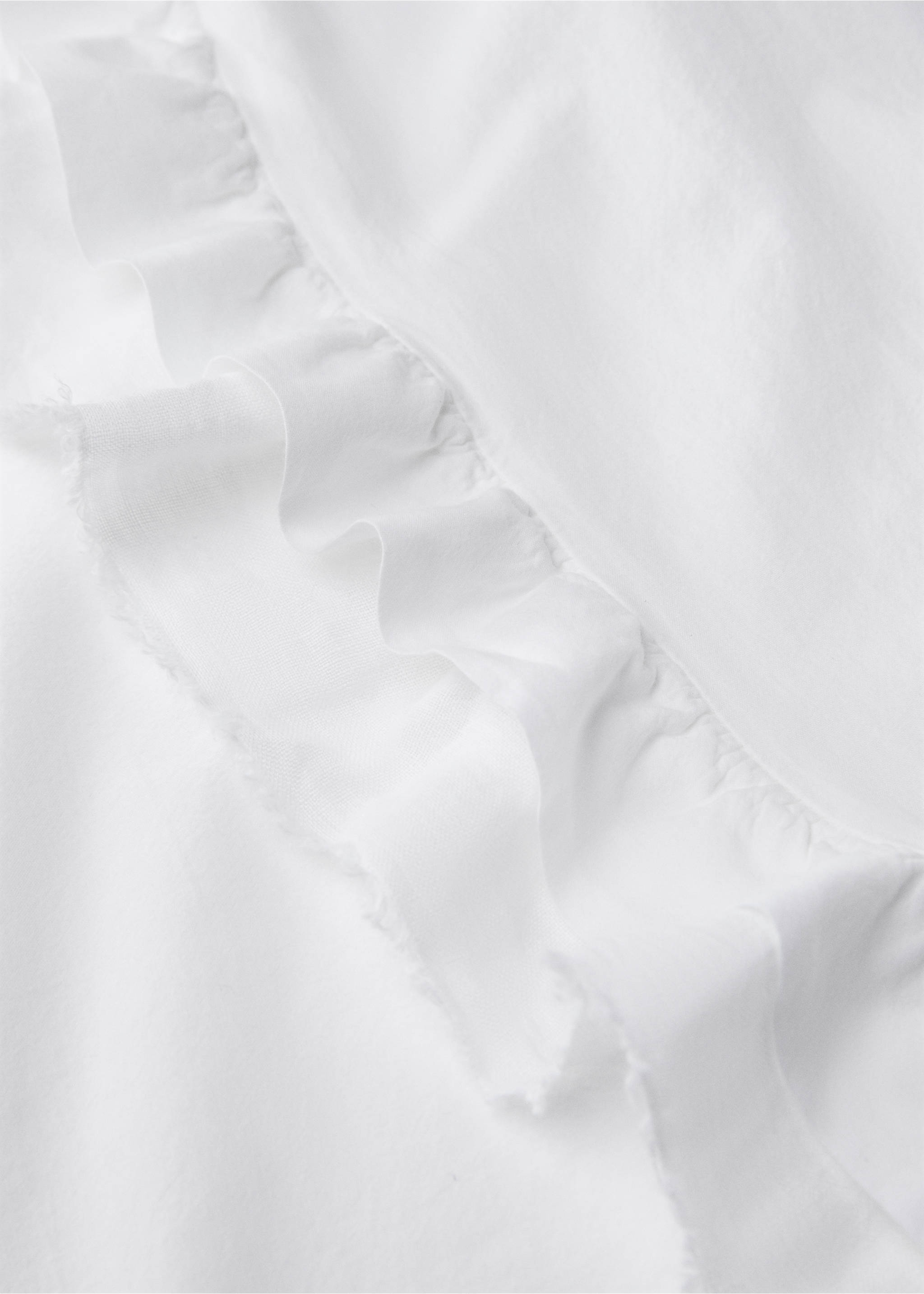 Ruffled washed cotton linen top sheet for 180/200 cm bed - Details of the article 3, White. Ref: 87022984-00.