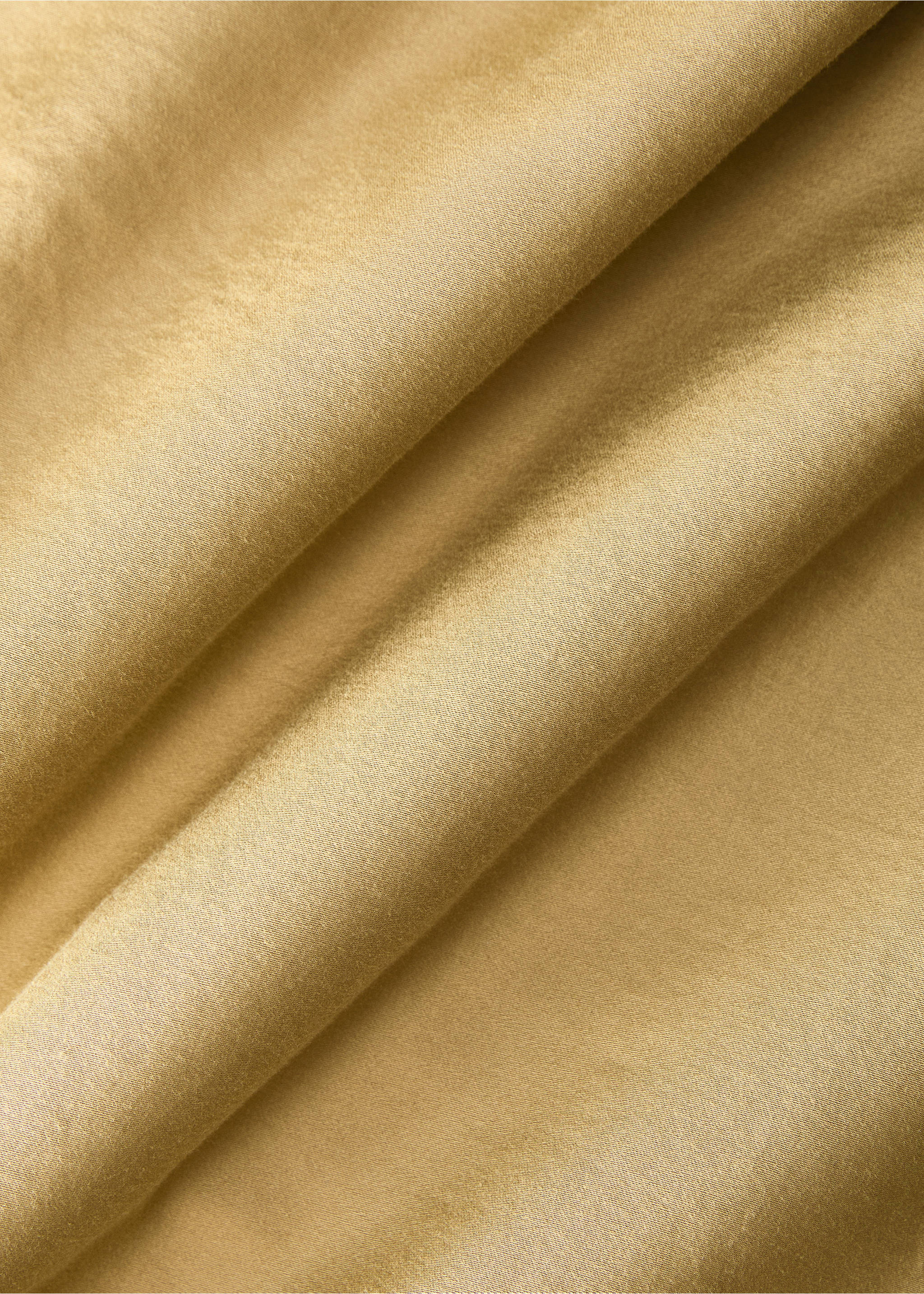 Washed cotton satin double-stitched top sheet for 135/140 cm bed - Details of the article 2, Ochre. Ref: 87023027-00.