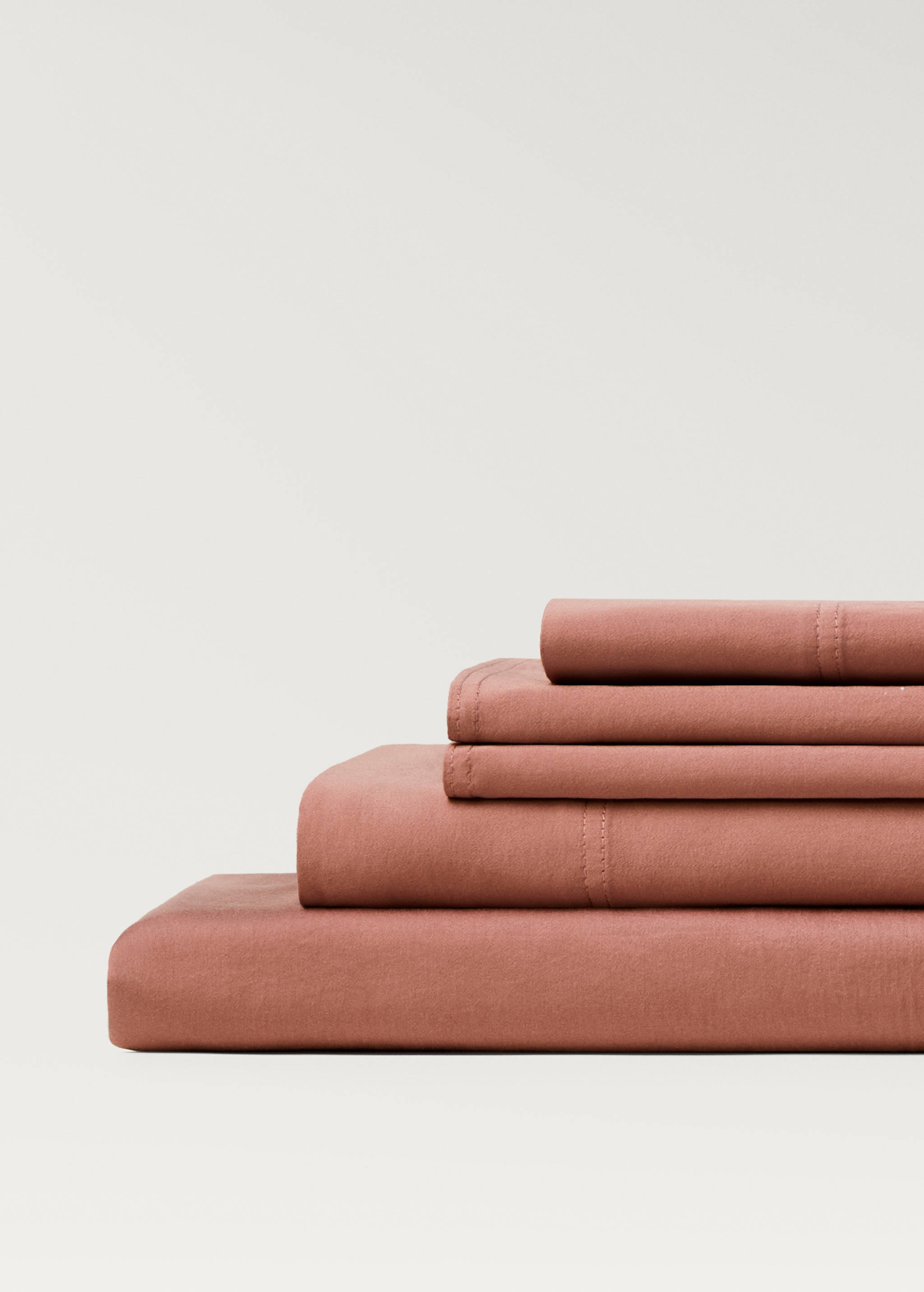 Washed cotton satin double-stitched top sheet for 150/160 cm bed - Details of the article 3