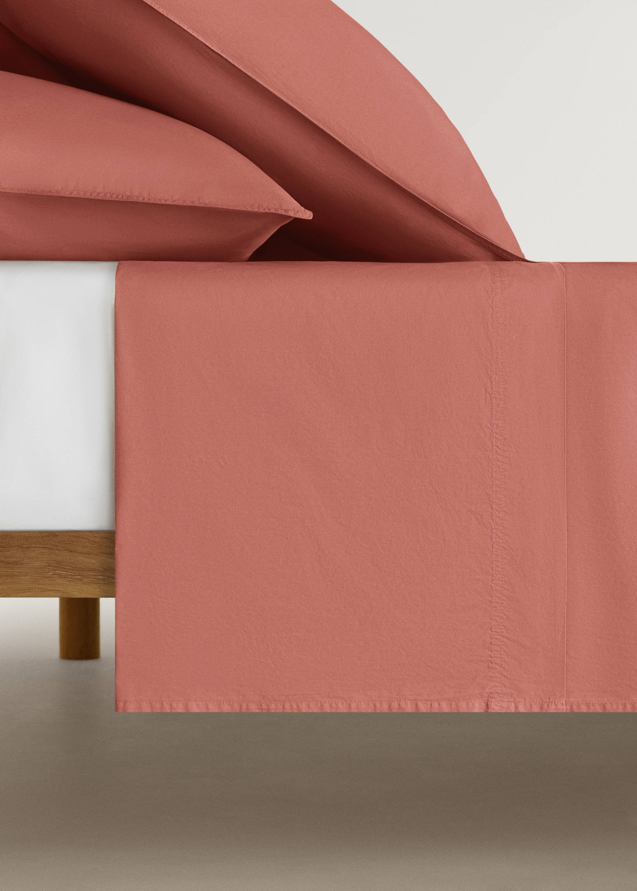 Drap plat popeline de coton double surpiqûre lit 150/160 cm - Article sans modèle