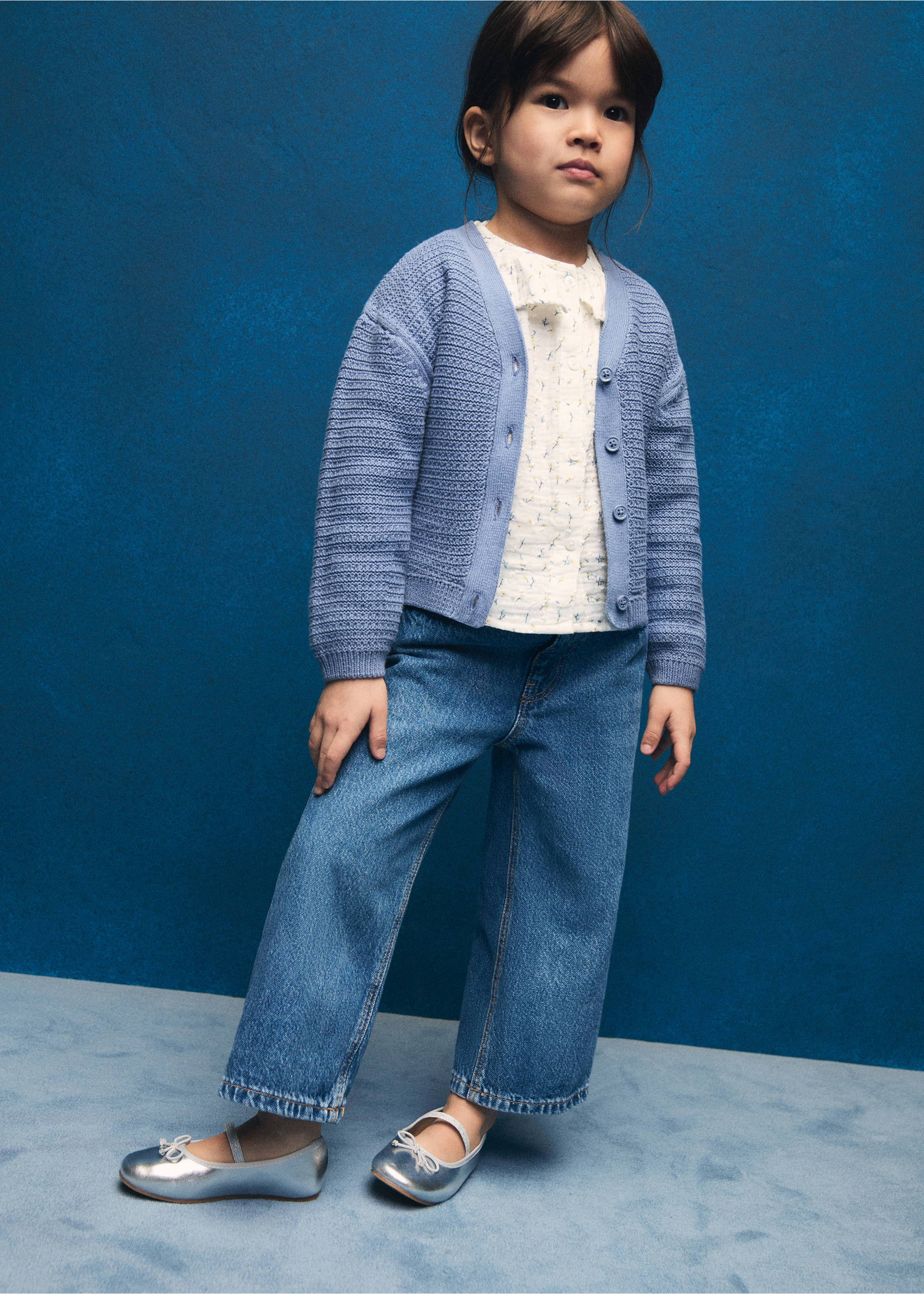 Jeans culotte mid-waist comfort - Details of the article 2, Medium Blue. Ref: 87023271-00.