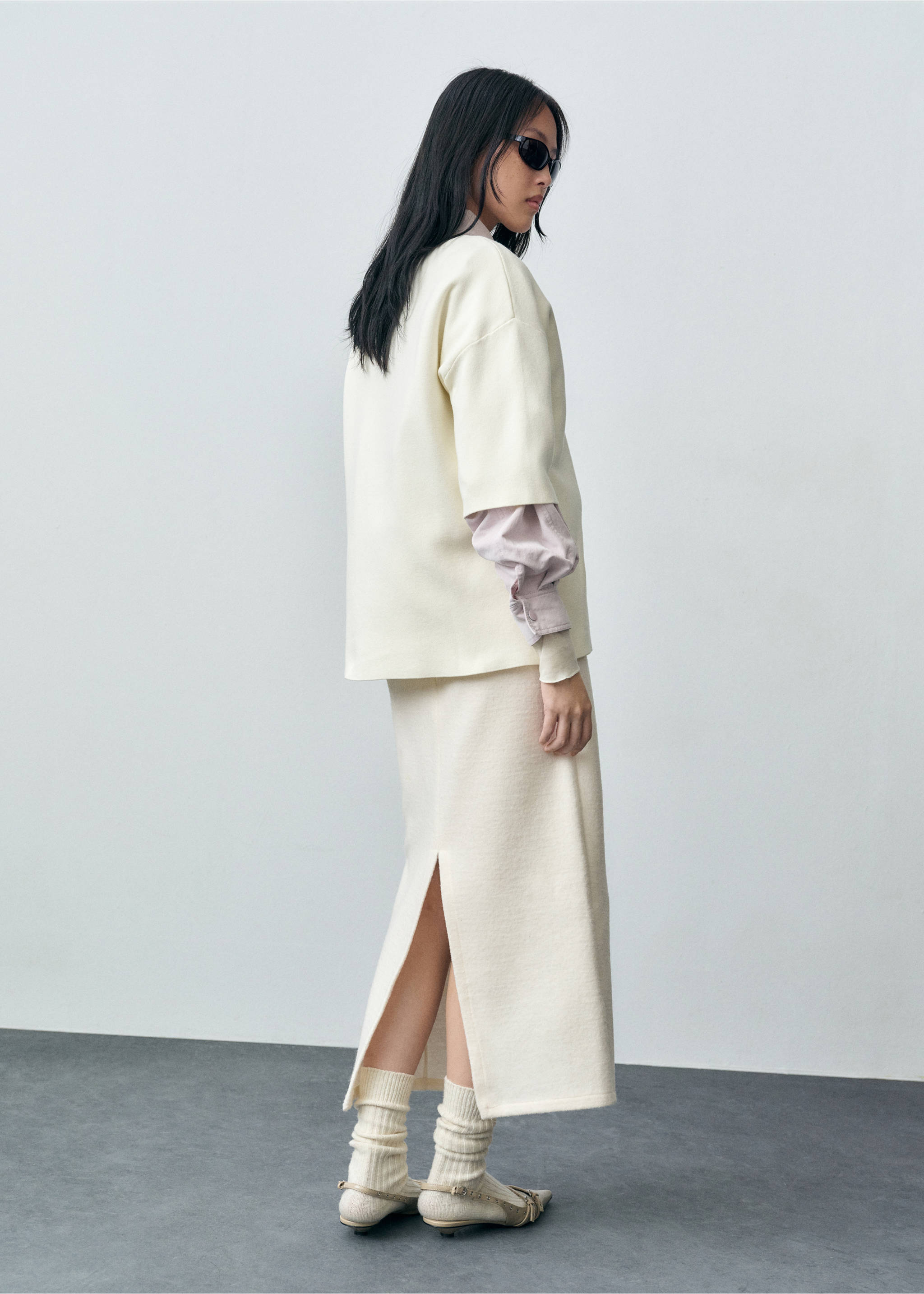 Pull-over maille fine manches courtes - Verso de l’article, Blanc. Ref: 87023274-00.