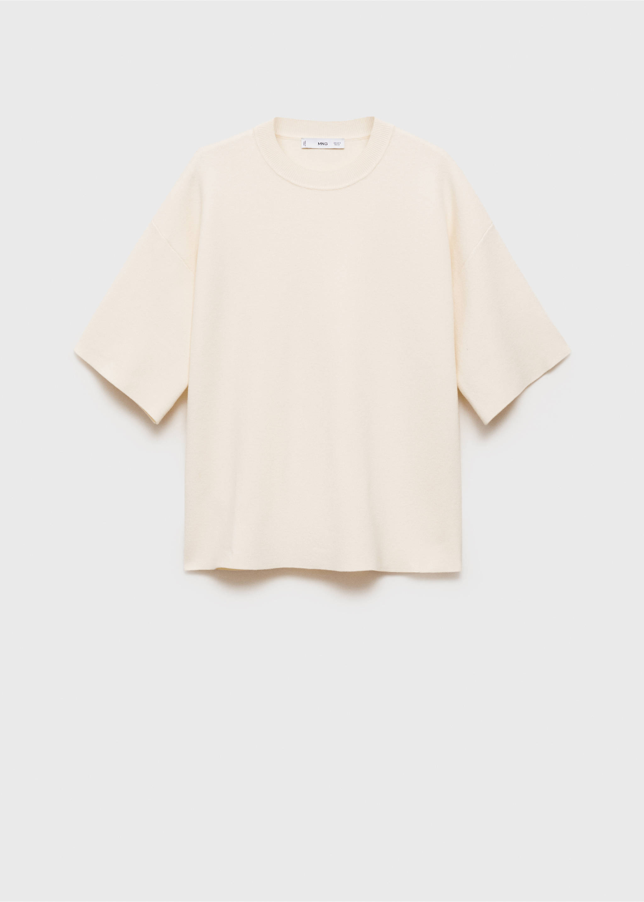 Pull-over maille fine manches courtes - Article sans modèle, Blanc. Ref: 87023274-00.