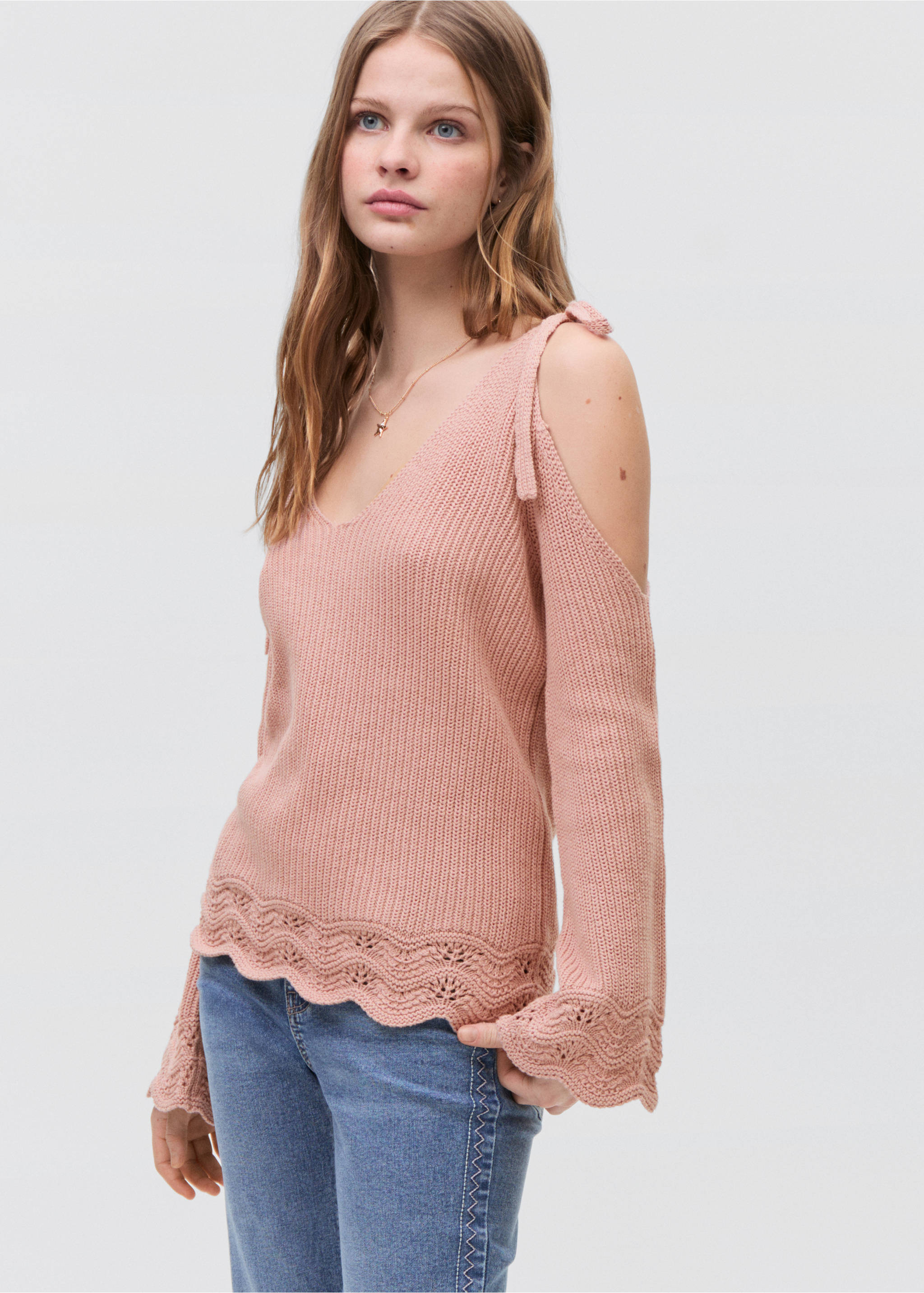 Cut-Out-Sweatshirt - Mittlere Ansicht, Pastellrosa. Ref: 87023278-00.