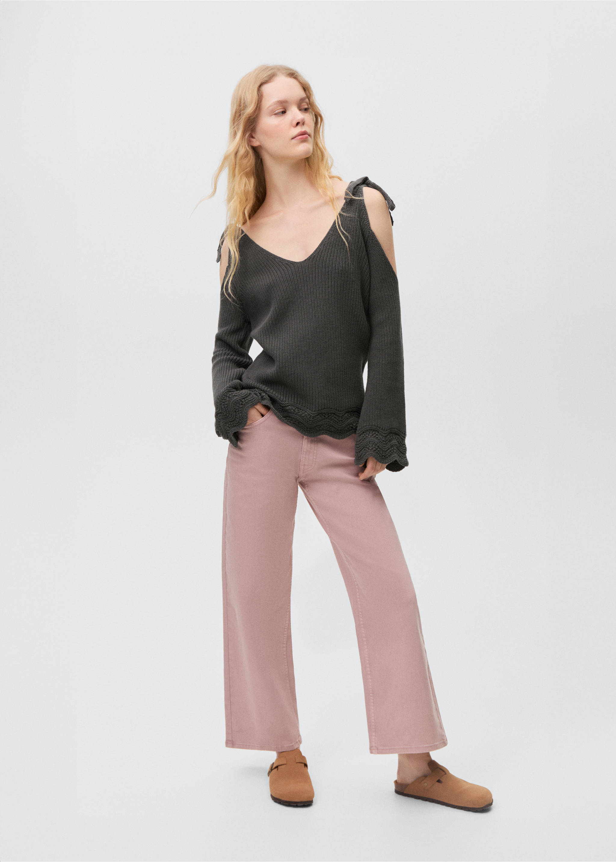 Cut-Out-Sweatshirt - Allgemeine Ansicht, Anthrazit. Ref: 87023278-00.