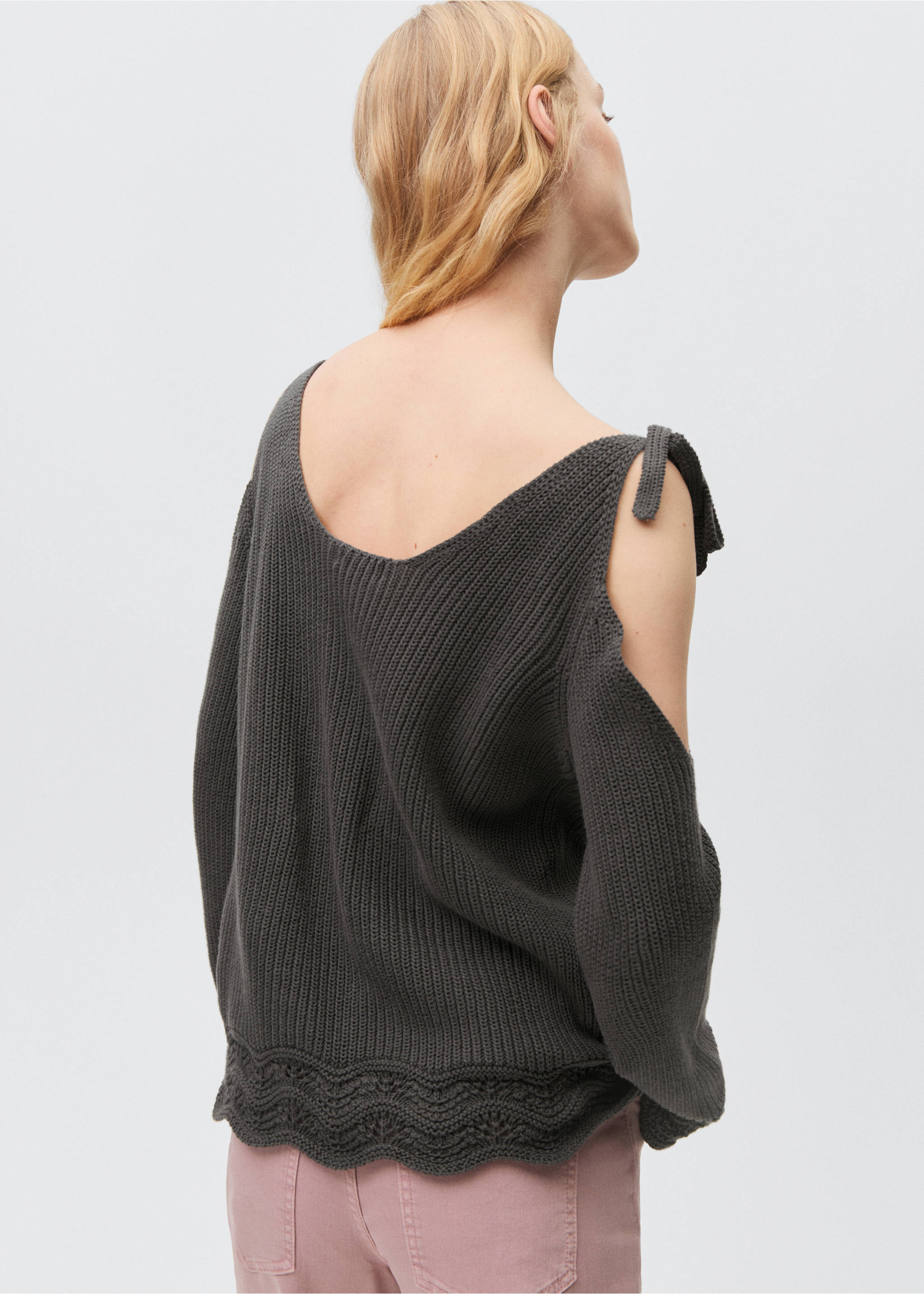 Cut-Out-Sweatshirt - Rückseite des Artikels, Anthrazit. Ref: 87023278-00.