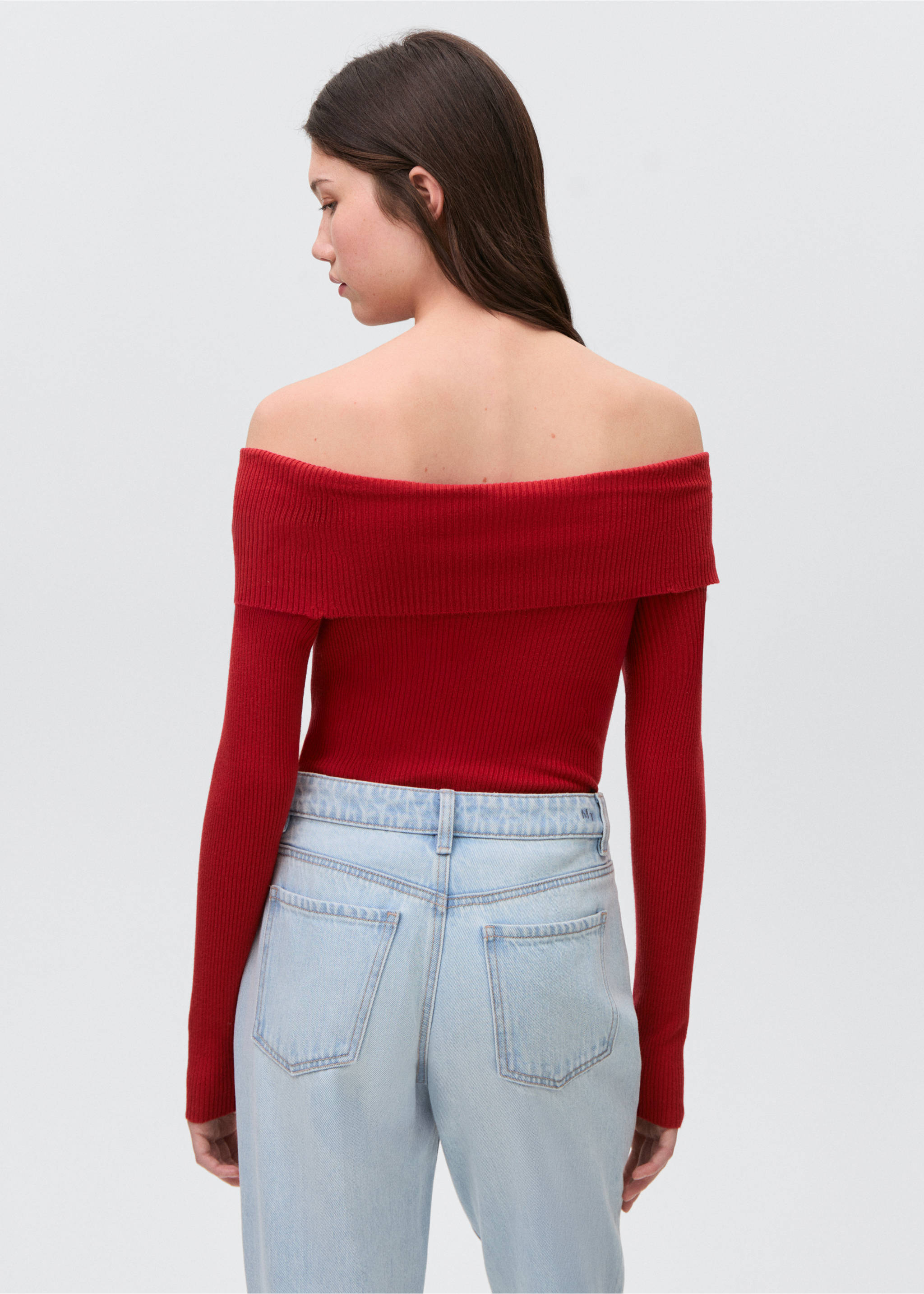 Schulterfreier Pullover - Rückseite des Artikels, Rot. Ref: 87023279-00.