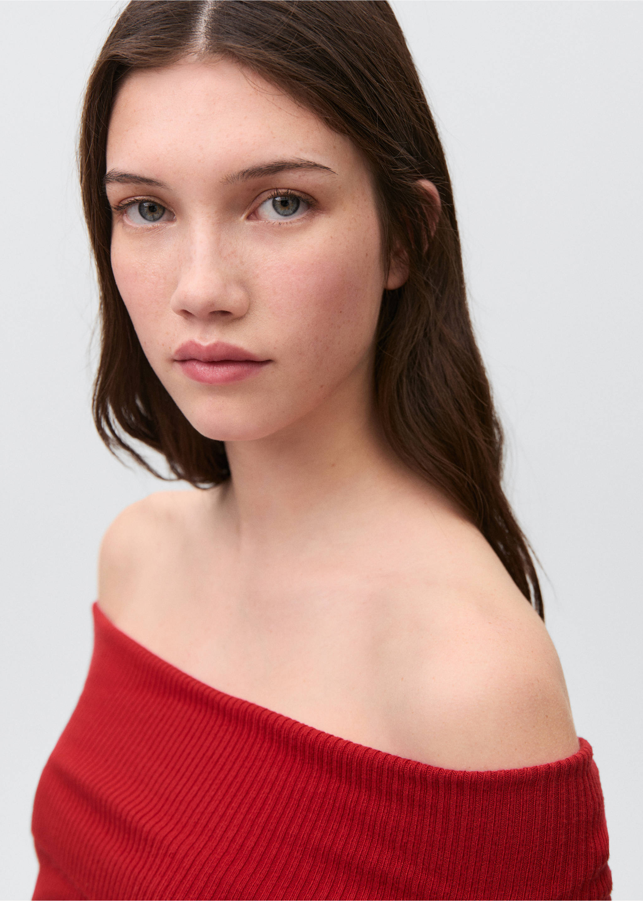 Schulterfreier Pullover - Detail des Artikels 1, Rot. Ref: 87023279-00.