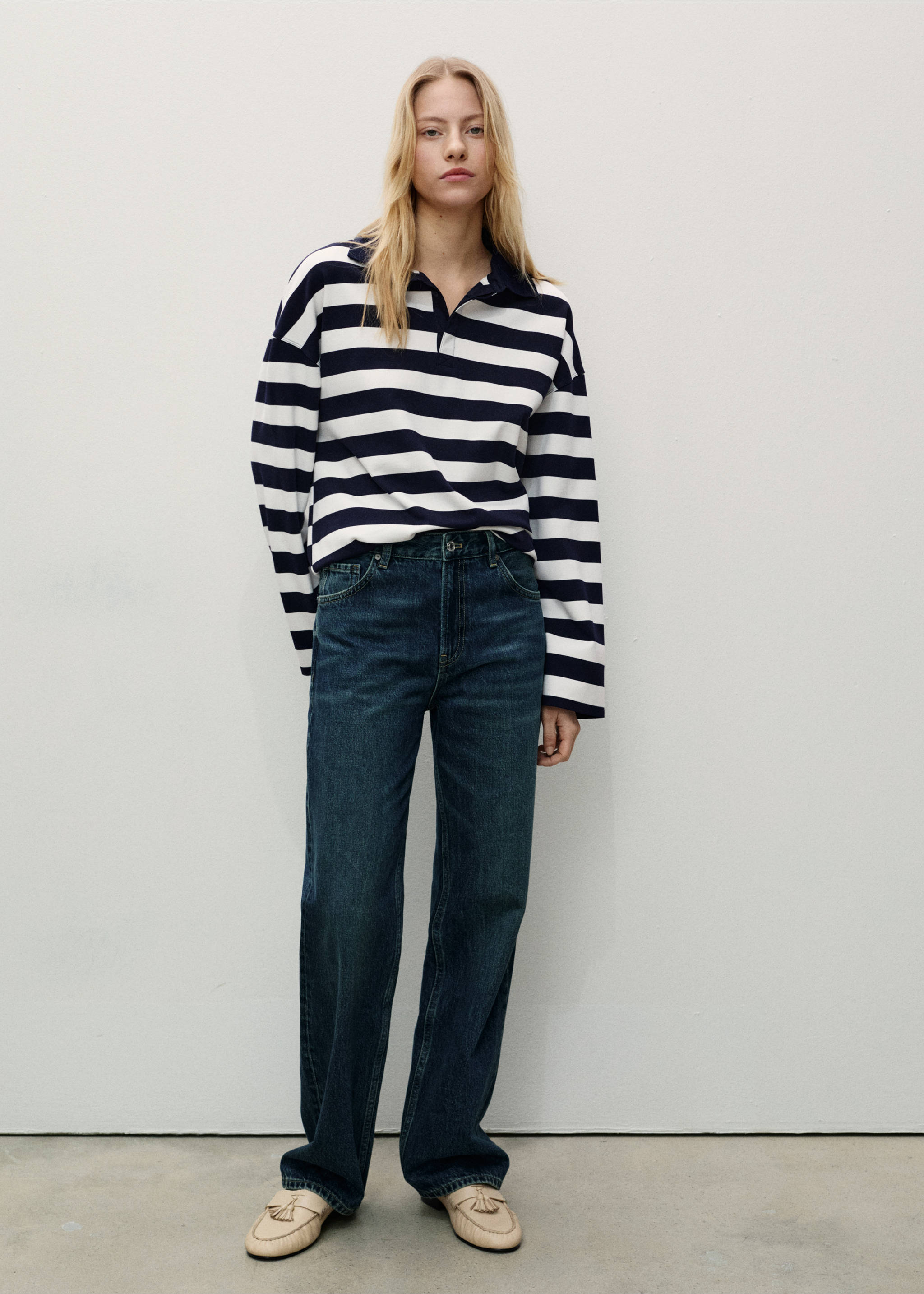 Miami medium-rise straight-fit jeans - General plane, Dark Blue. Ref: 87023281-00.