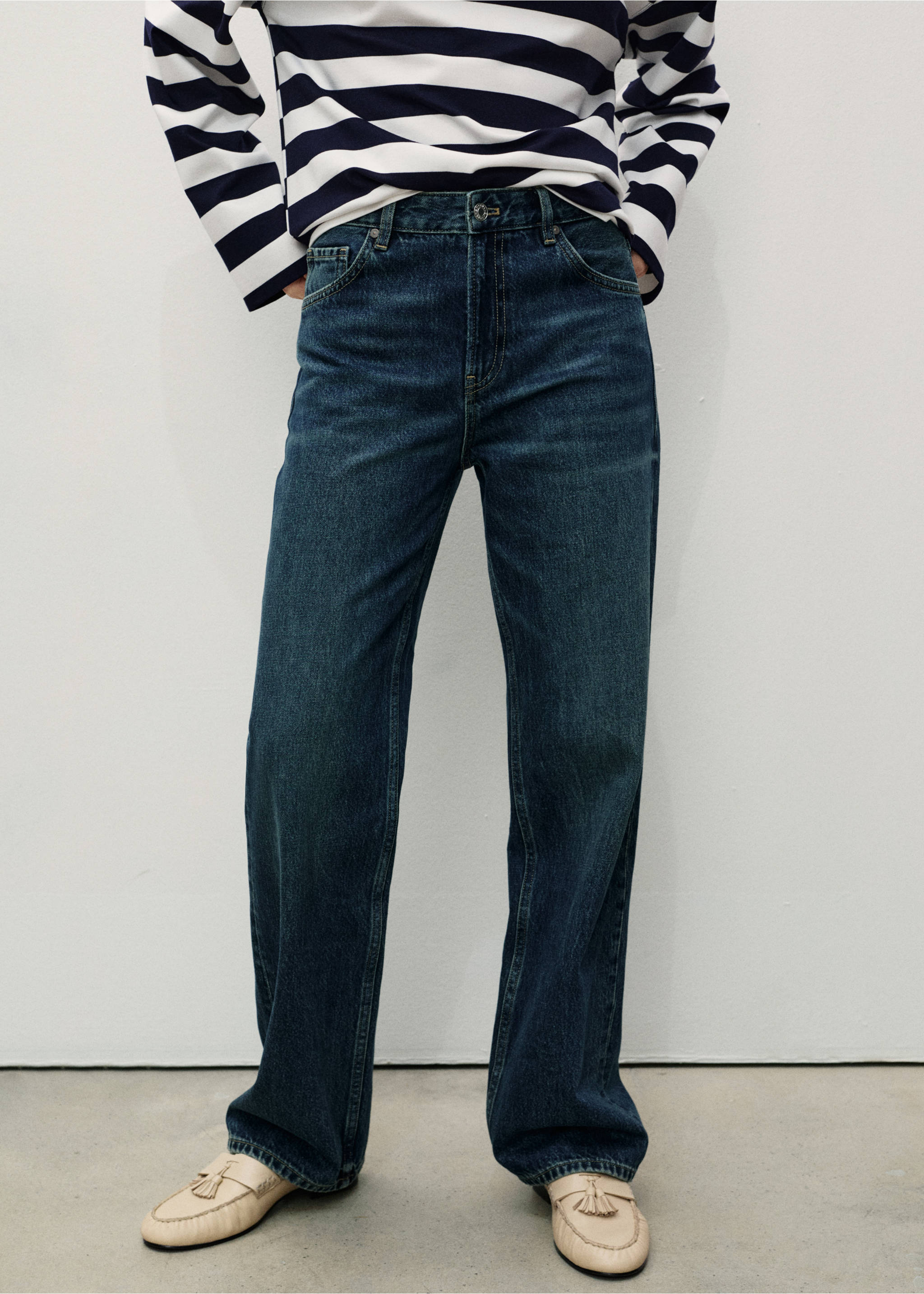 Miami medium-rise straight-fit jeans - Medium plane, Dark Blue. Ref: 87023281-00.