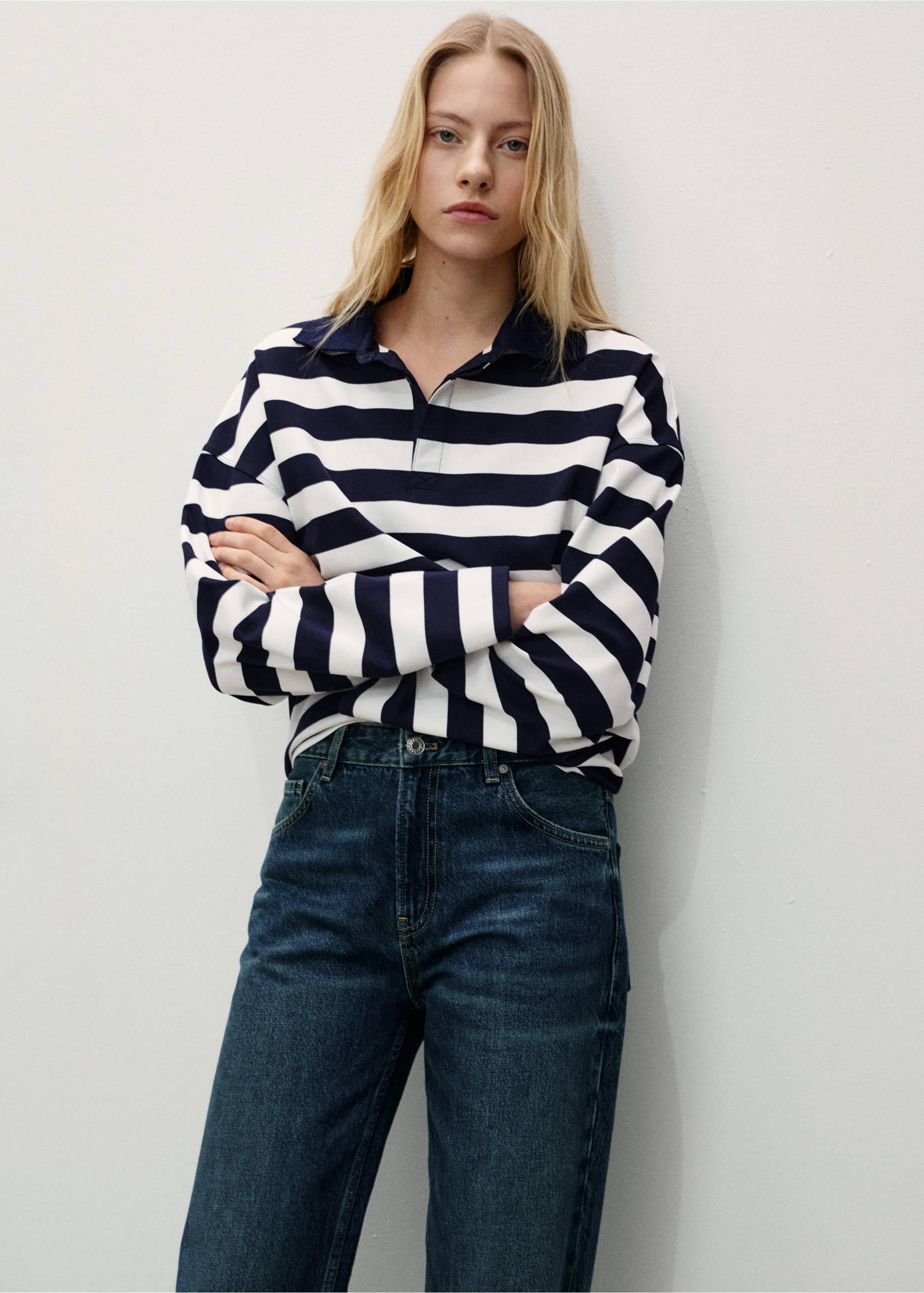 Miami medium-rise straight-fit jeans - Details of the article 1, Dark Blue. Ref: 87023281-00.