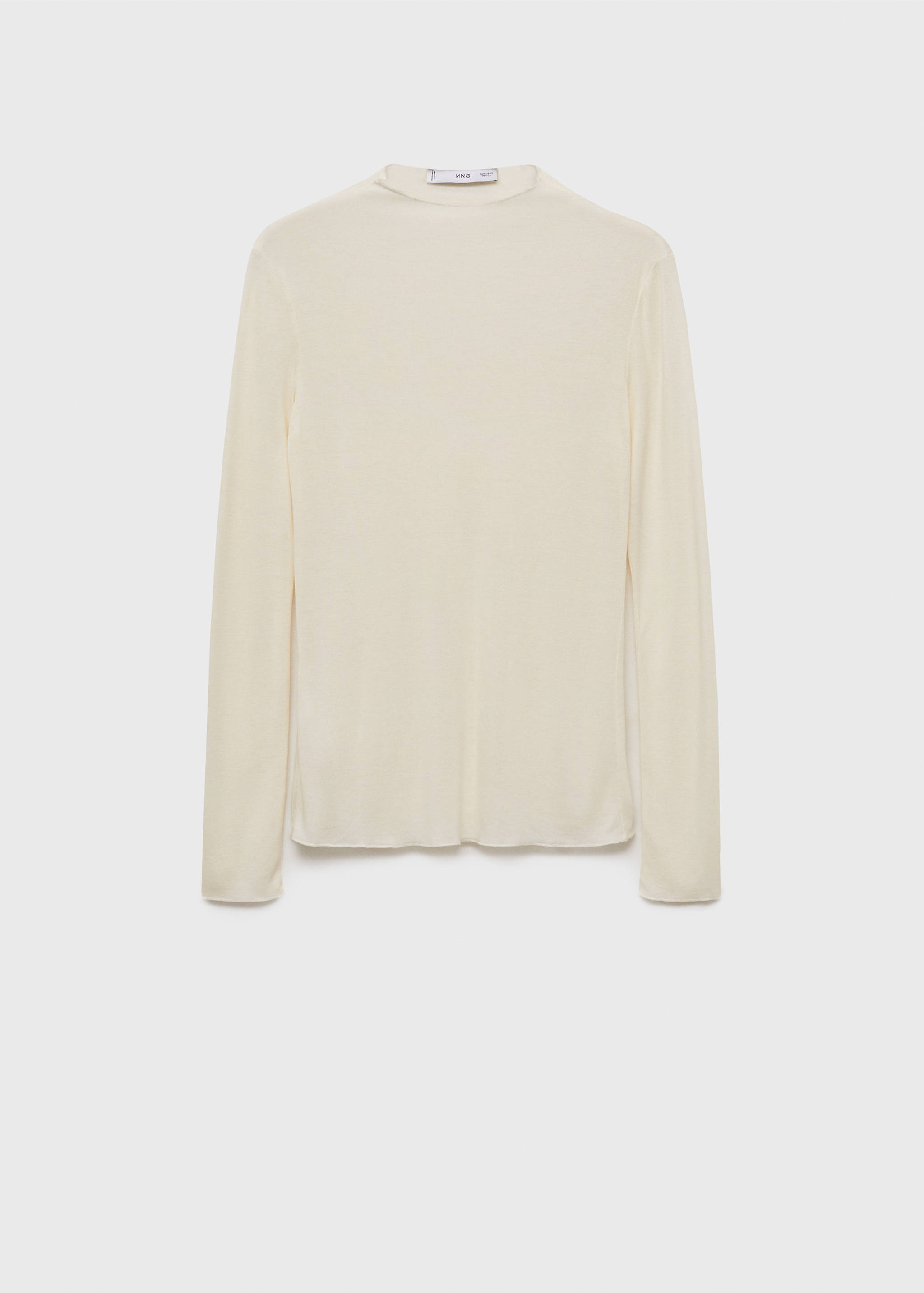 Long-sleeved t-shirt with perkins neck - Article without model, Ecru. Ref: 87023282-00.