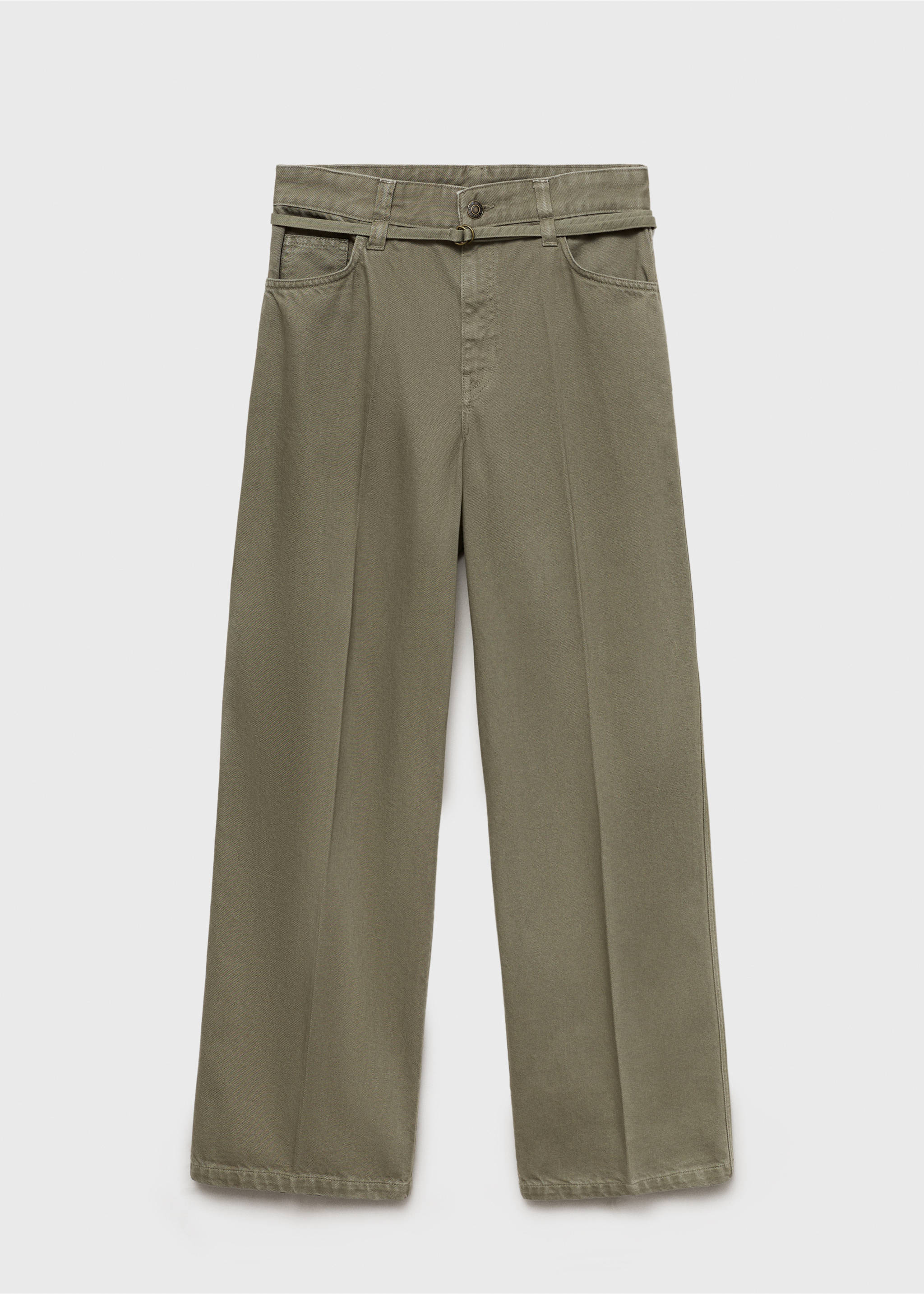 Wide leg jeans with belt detail - Article without model, Khaki. Ref: 87023288-00.