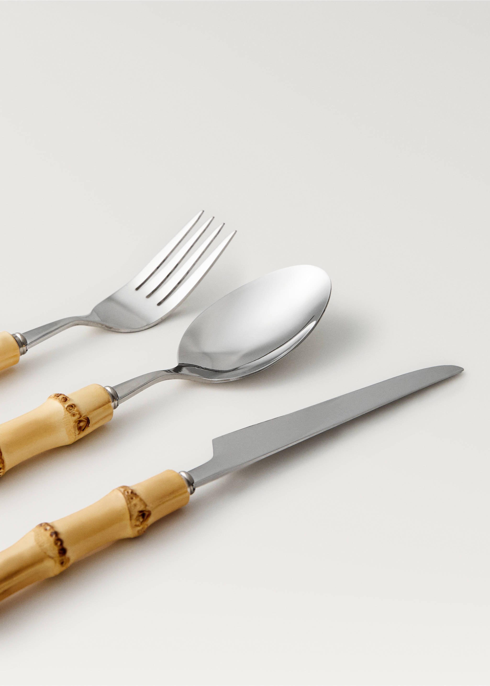 3-piece cutlery set with bamboo handles - Details of the article 4, Brown. Ref: 87023291-00.