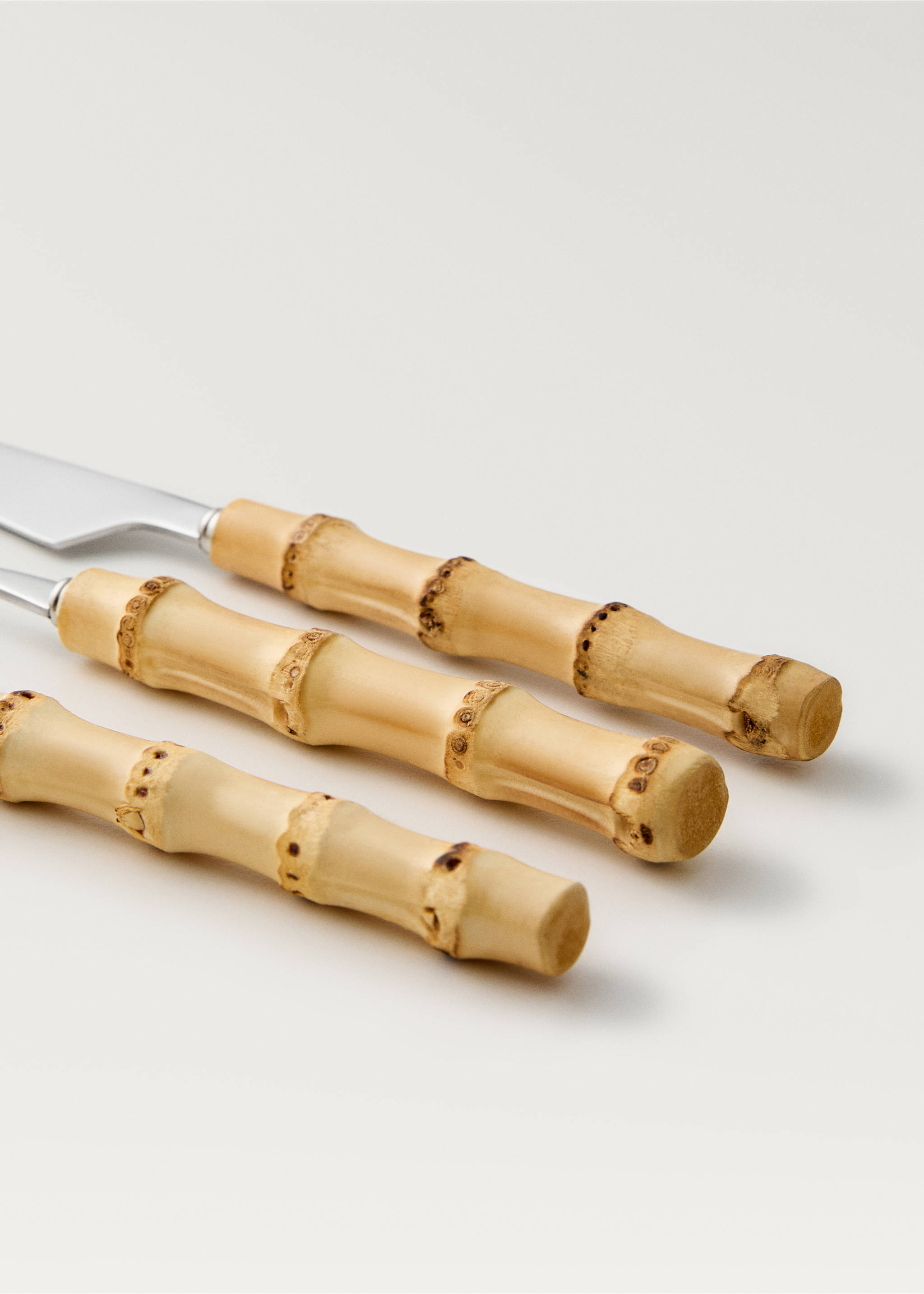 3-piece cutlery set with bamboo handles - Details of the article 5, Brown. Ref: 87023291-00.
